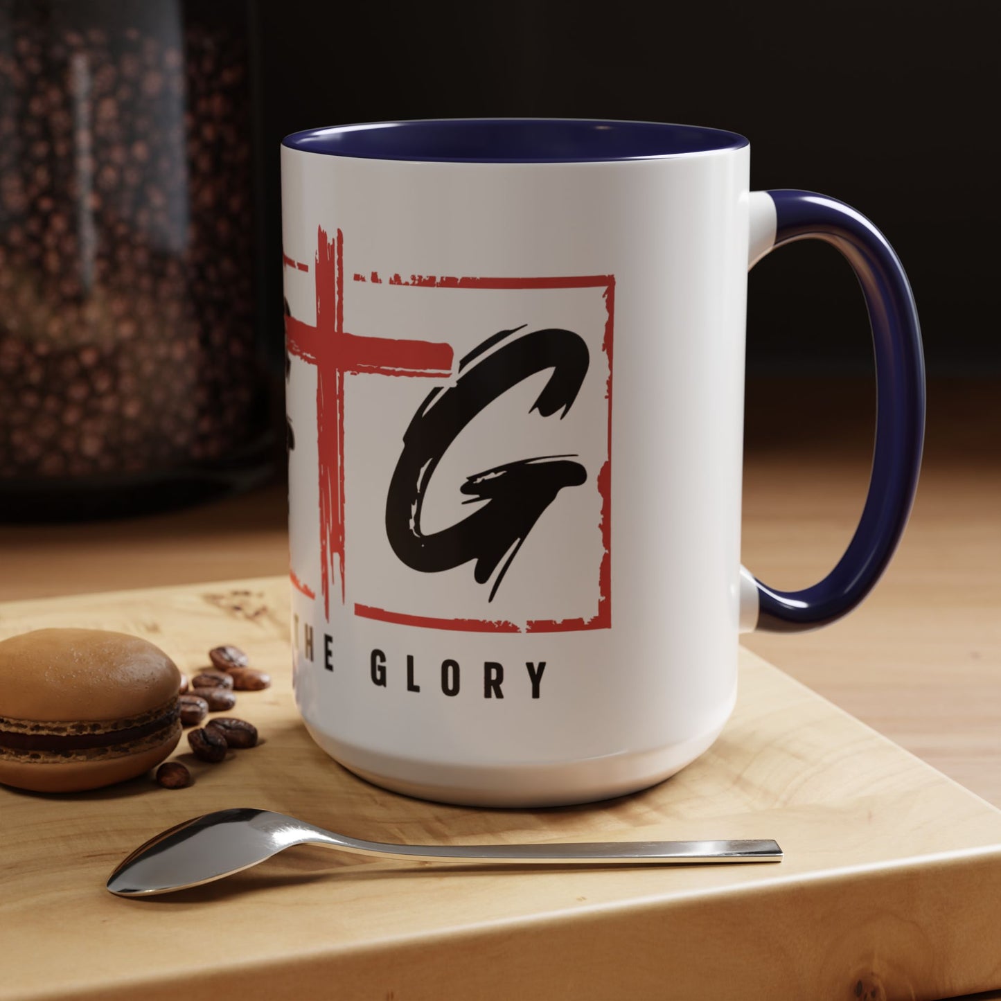 Faith-Inspired Accent Coffee Mug - 11/15oz with 'Give God the Glory' Design