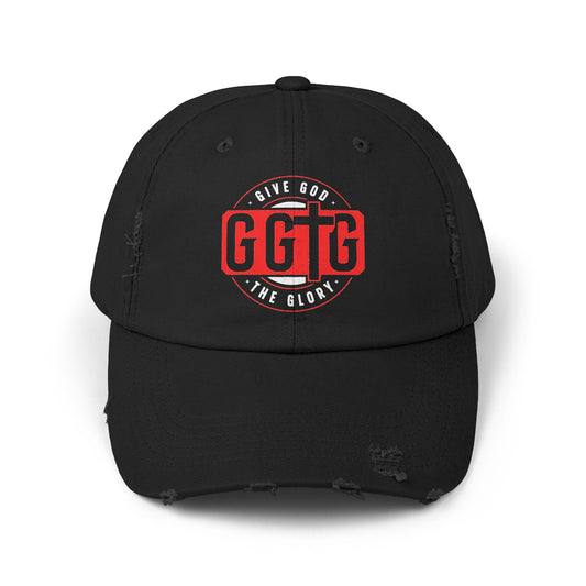 Unisex Distressed Cap - "Give God The Glory" Statement Hat