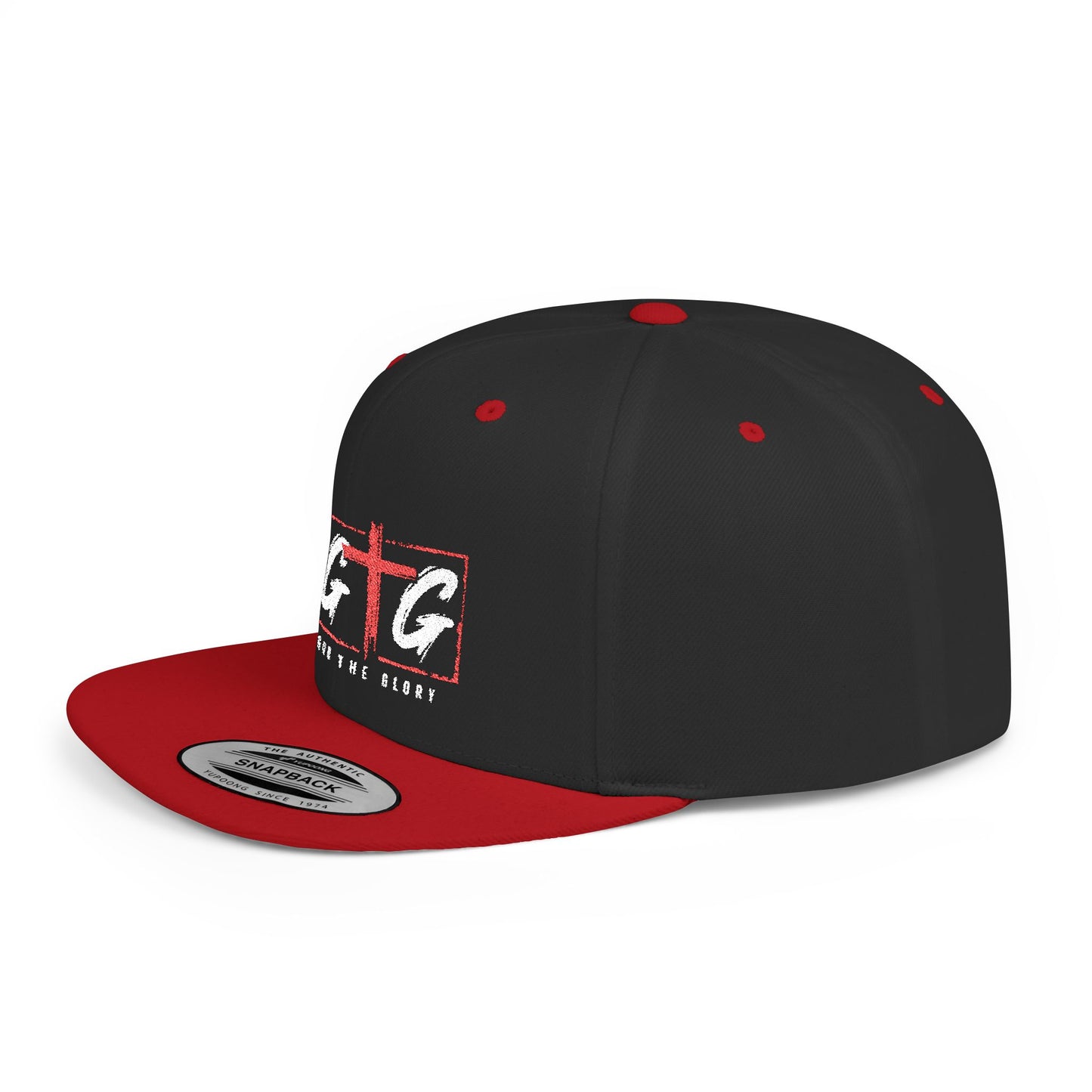 Casual Flat Bill Snapback Hat - 'Give God The Glory' Design