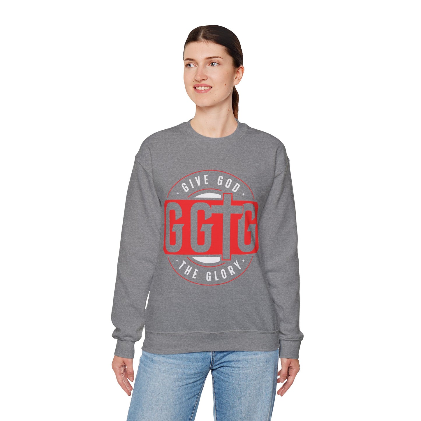 Christian Motivational Crewneck Sweatshirt - 'Give God the Glory'