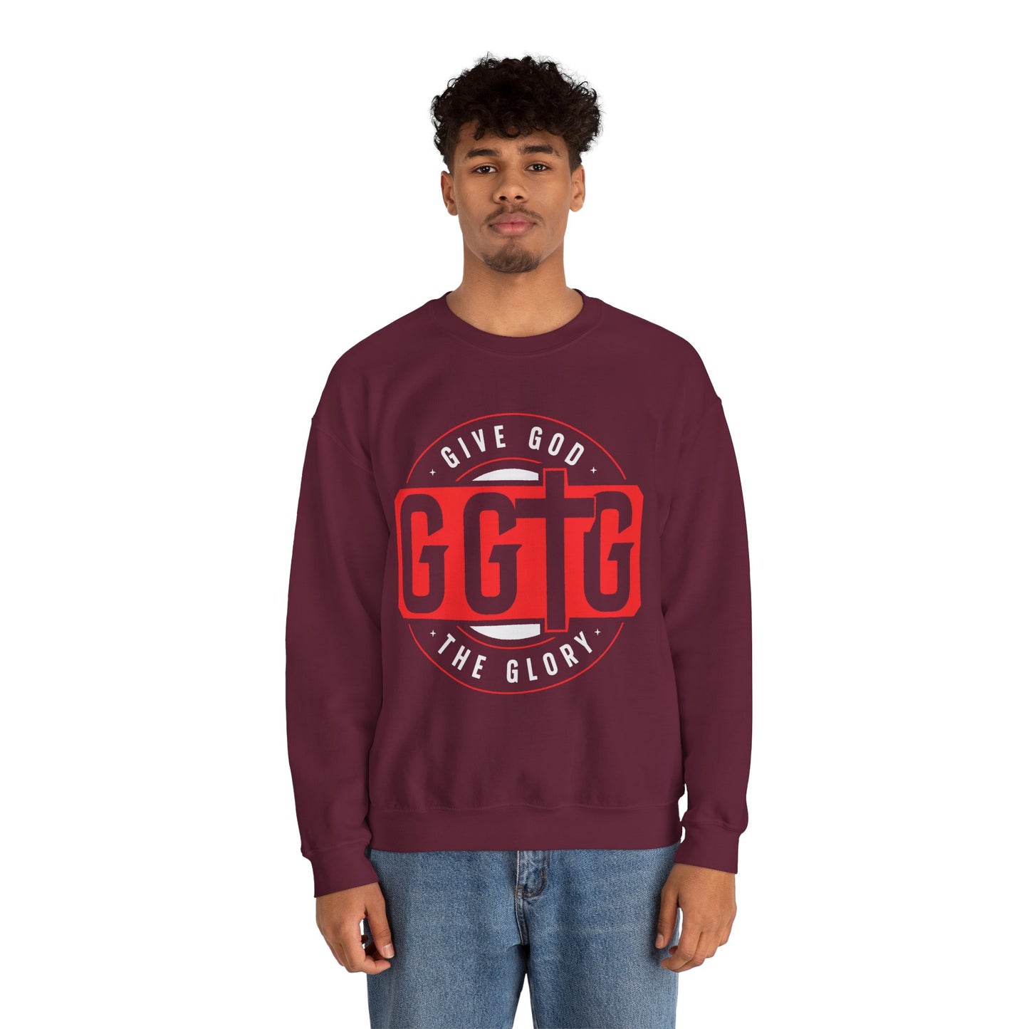 Christian Motivational Crewneck Sweatshirt - 'Give God the Glory'