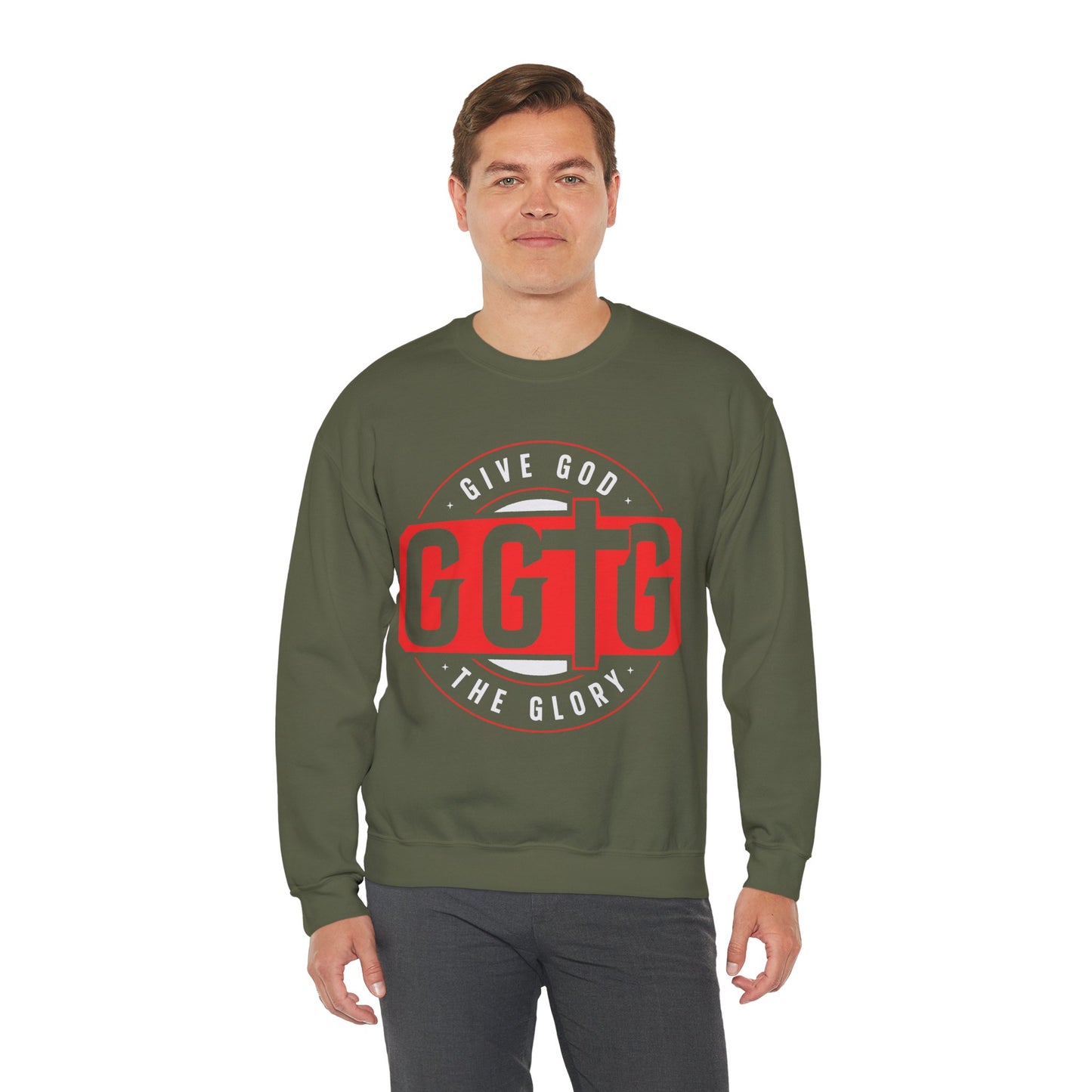 Christian Motivational Crewneck Sweatshirt - 'Give God the Glory'