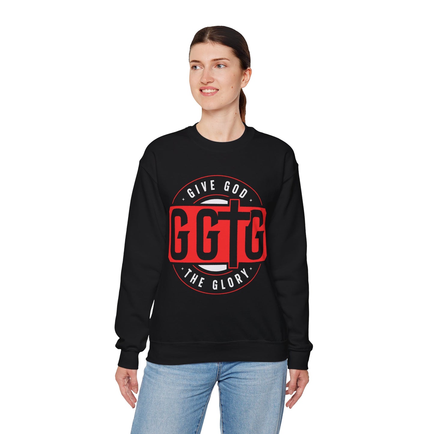 Christian Motivational Crewneck Sweatshirt - 'Give God the Glory'