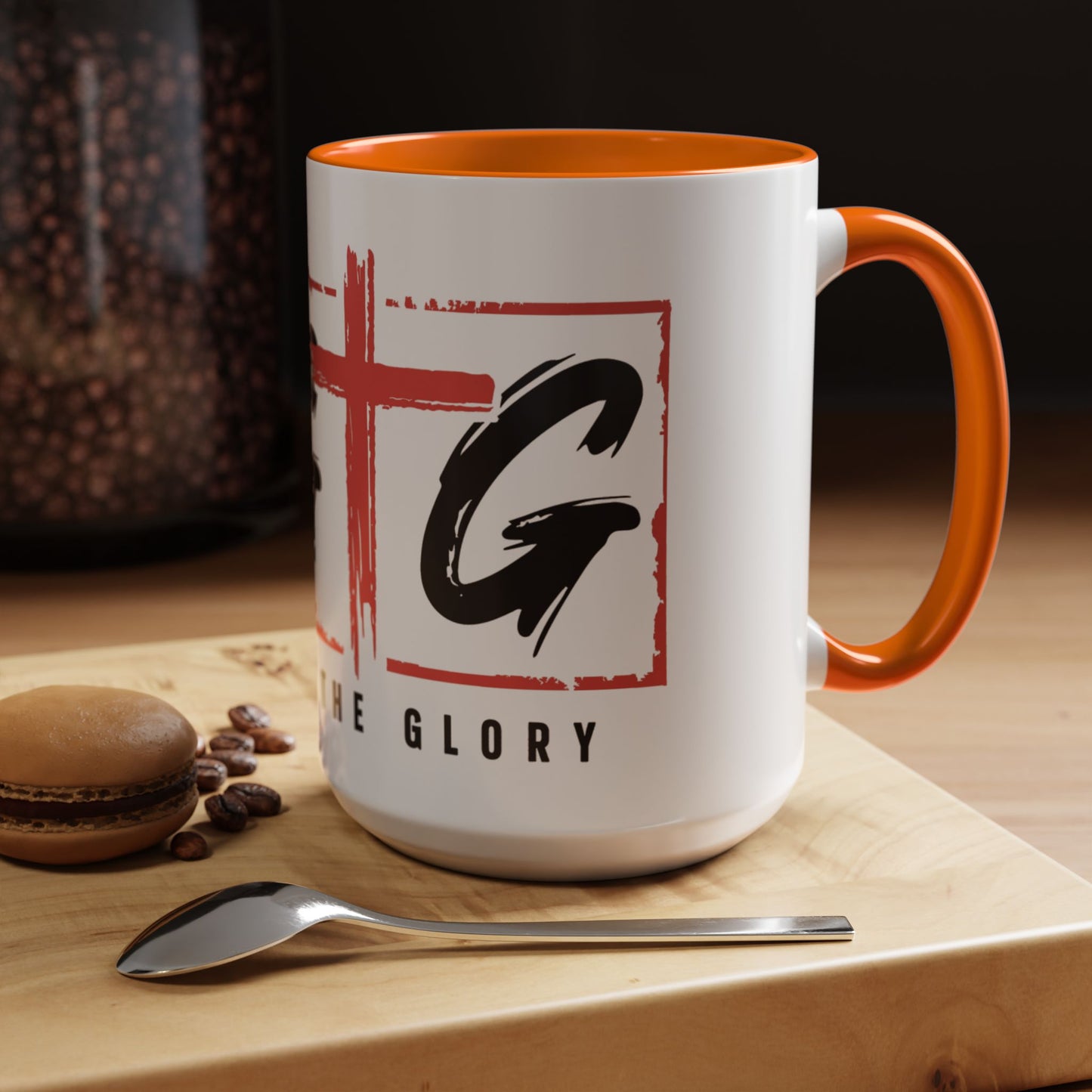 Faith-Inspired Accent Coffee Mug - 11/15oz with 'Give God the Glory' Design