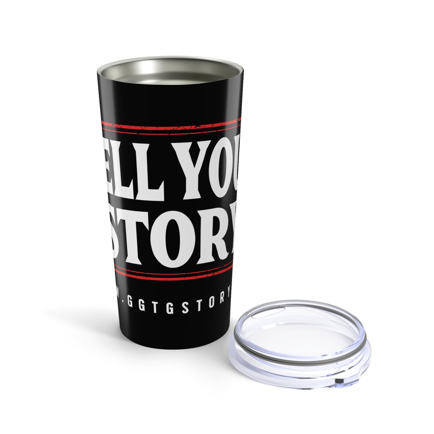 Inspirational Black Tumbler 20oz - "Tell Your Story" - Motivational Travel Mug for Daily Use