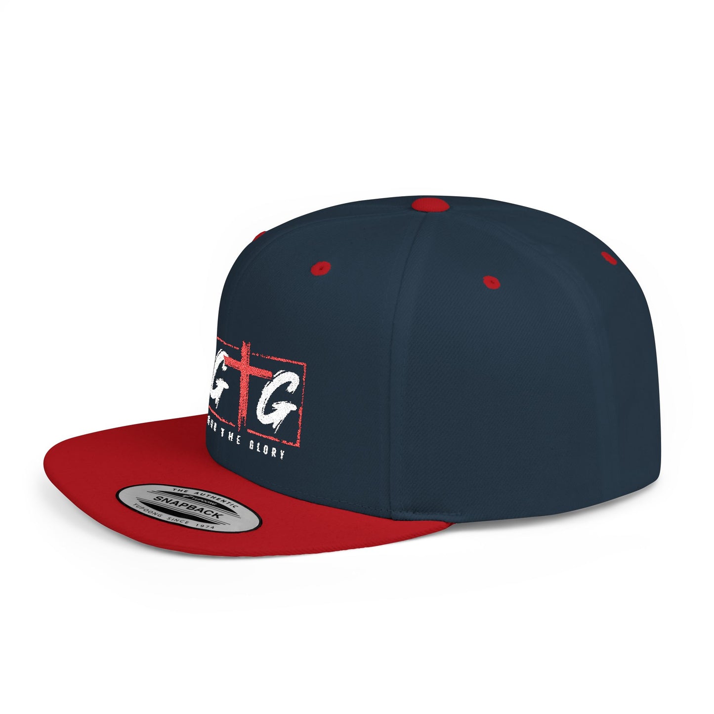 Casual Flat Bill Snapback Hat - 'Give God The Glory' Design