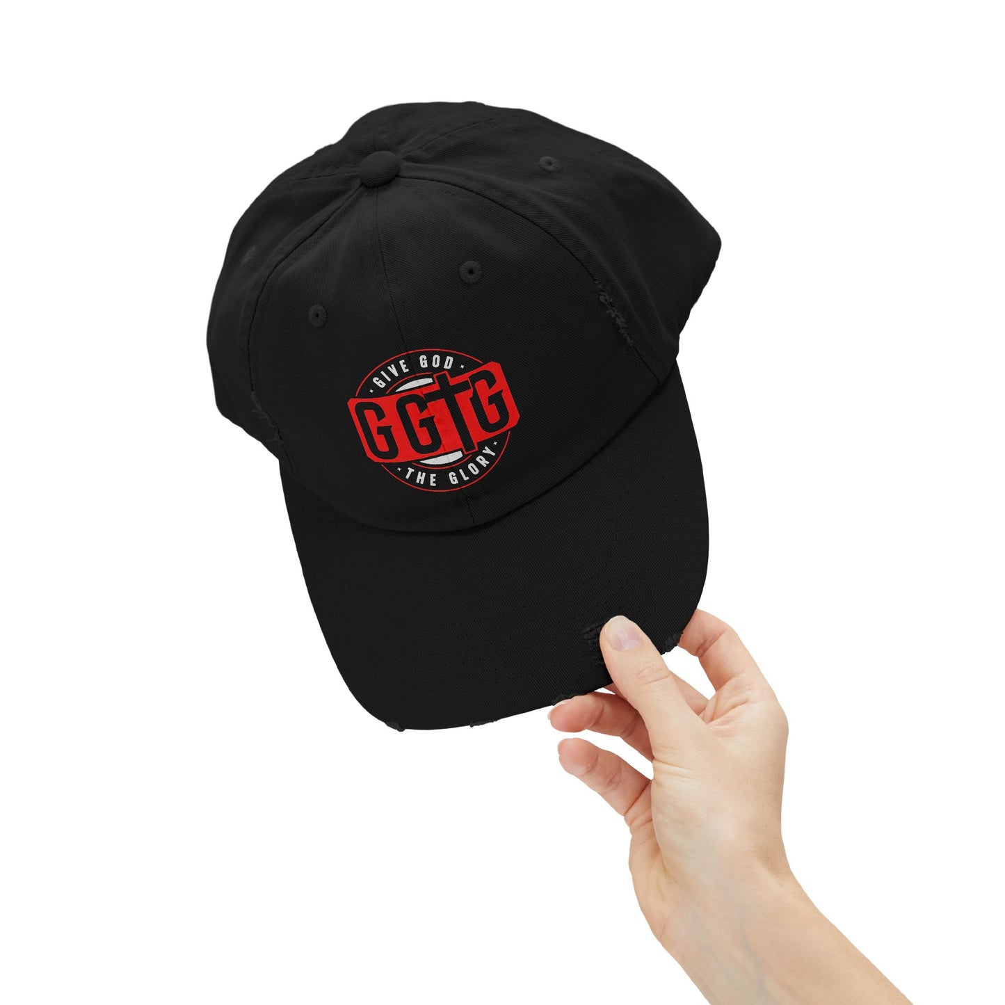 Unisex Distressed Cap - "Give God The Glory" Statement Hat