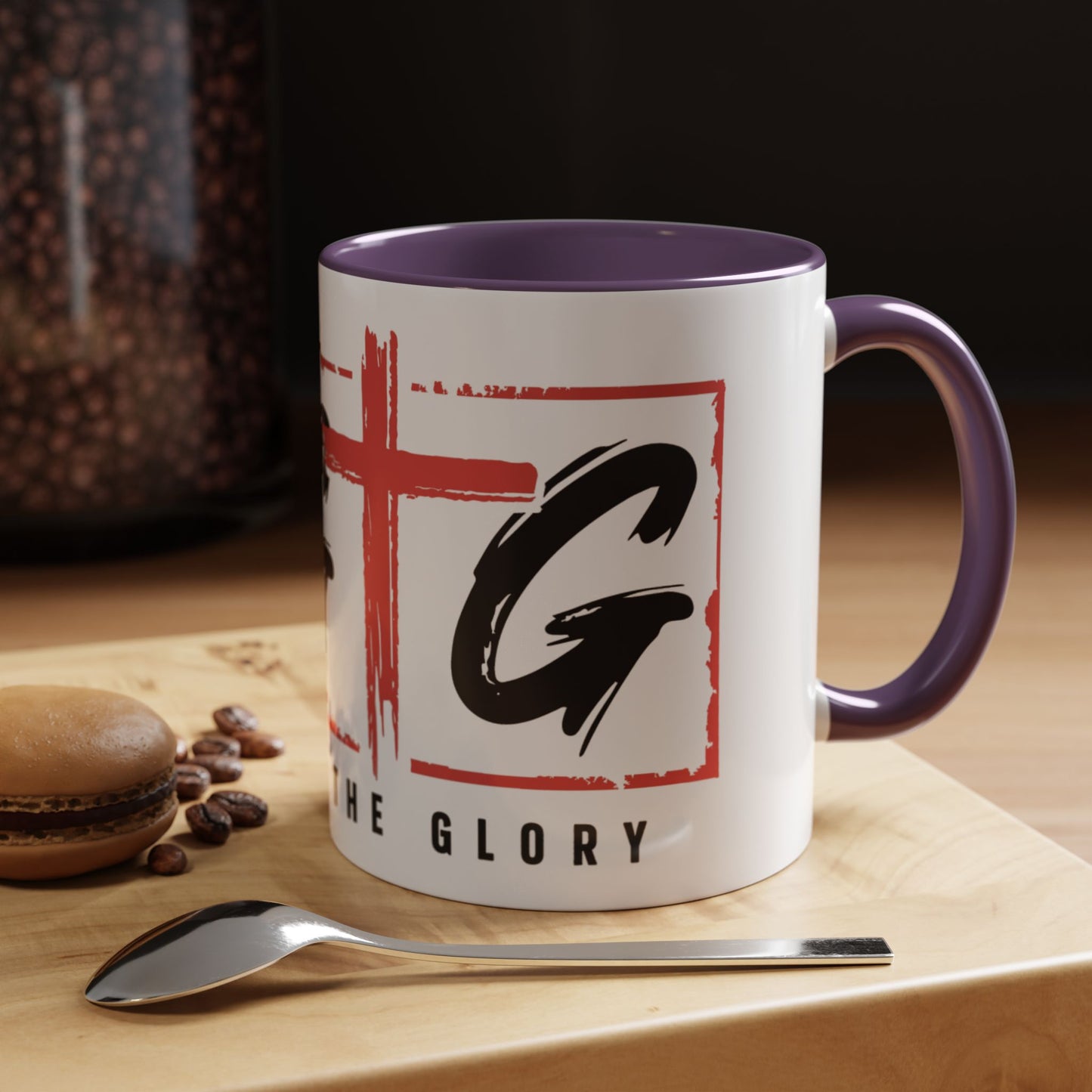 Faith-Inspired Accent Coffee Mug - 11/15oz with 'Give God the Glory' Design