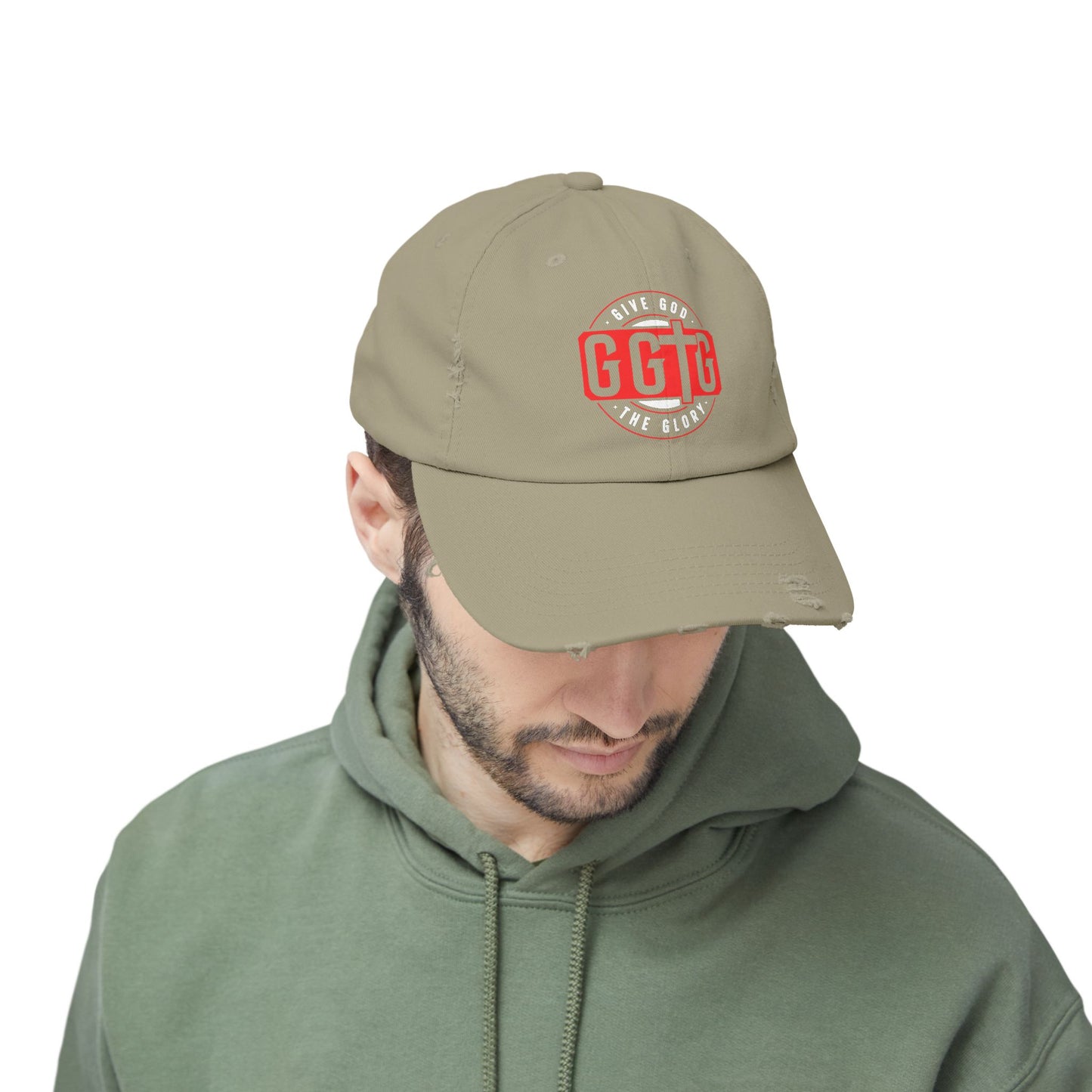 Unisex Distressed Cap - "Give God The Glory" Statement Hat