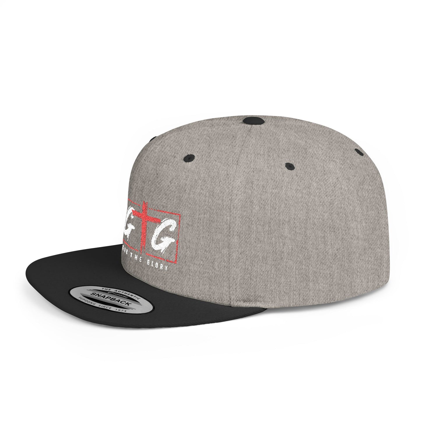 Casual Flat Bill Snapback Hat - 'Give God The Glory' Design