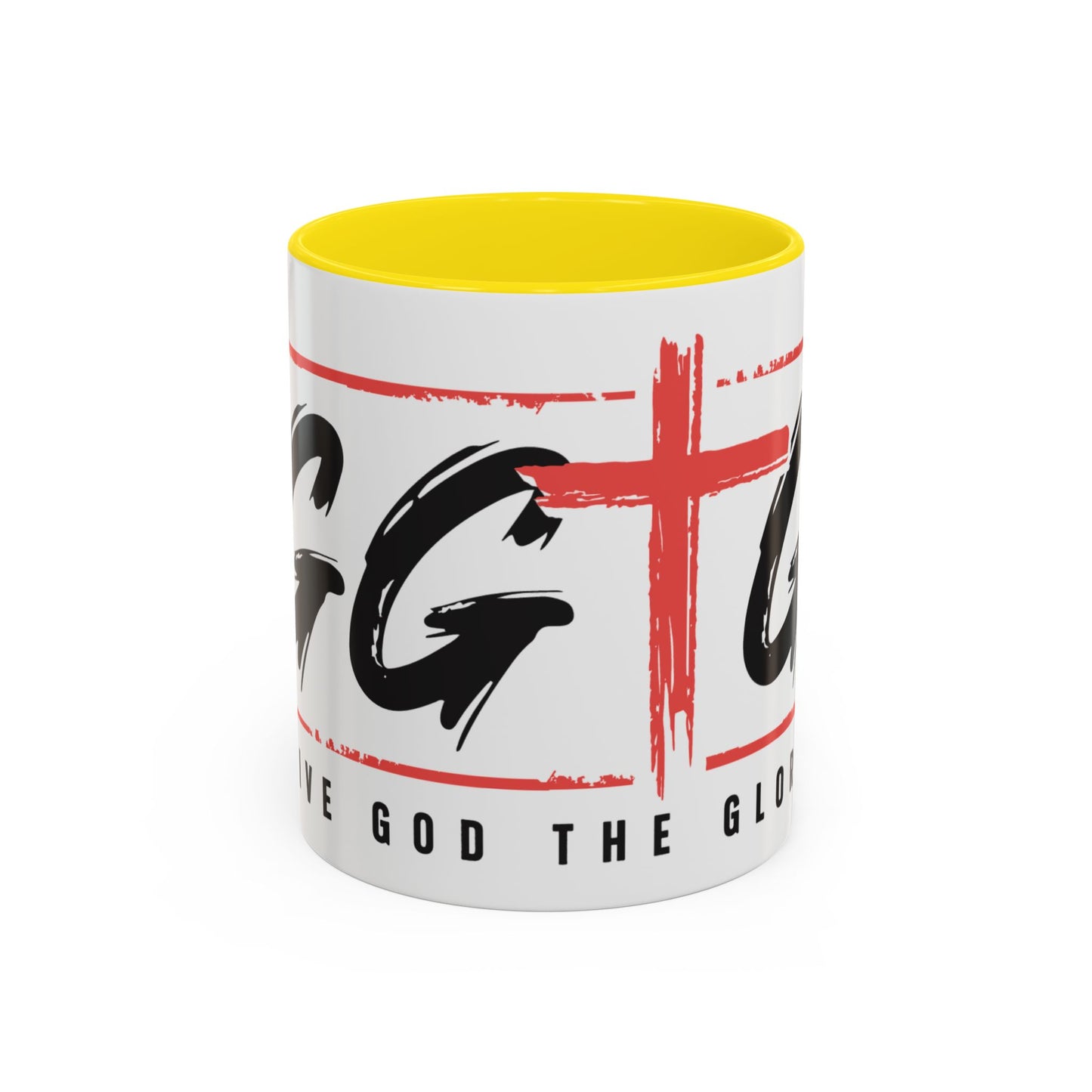 Faith-Inspired Accent Coffee Mug - 11/15oz with 'Give God the Glory' Design