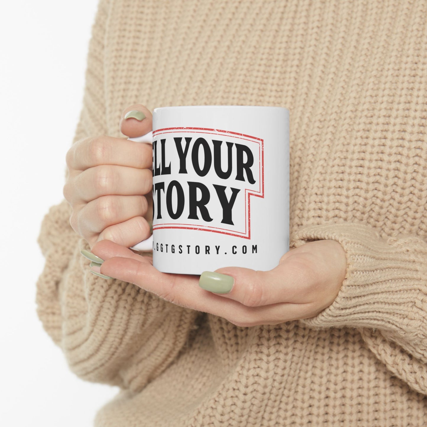 Inspirational Ceramic Mug - "Tell Your Story" - Perfect for Coffee Lovers & Gift Giving