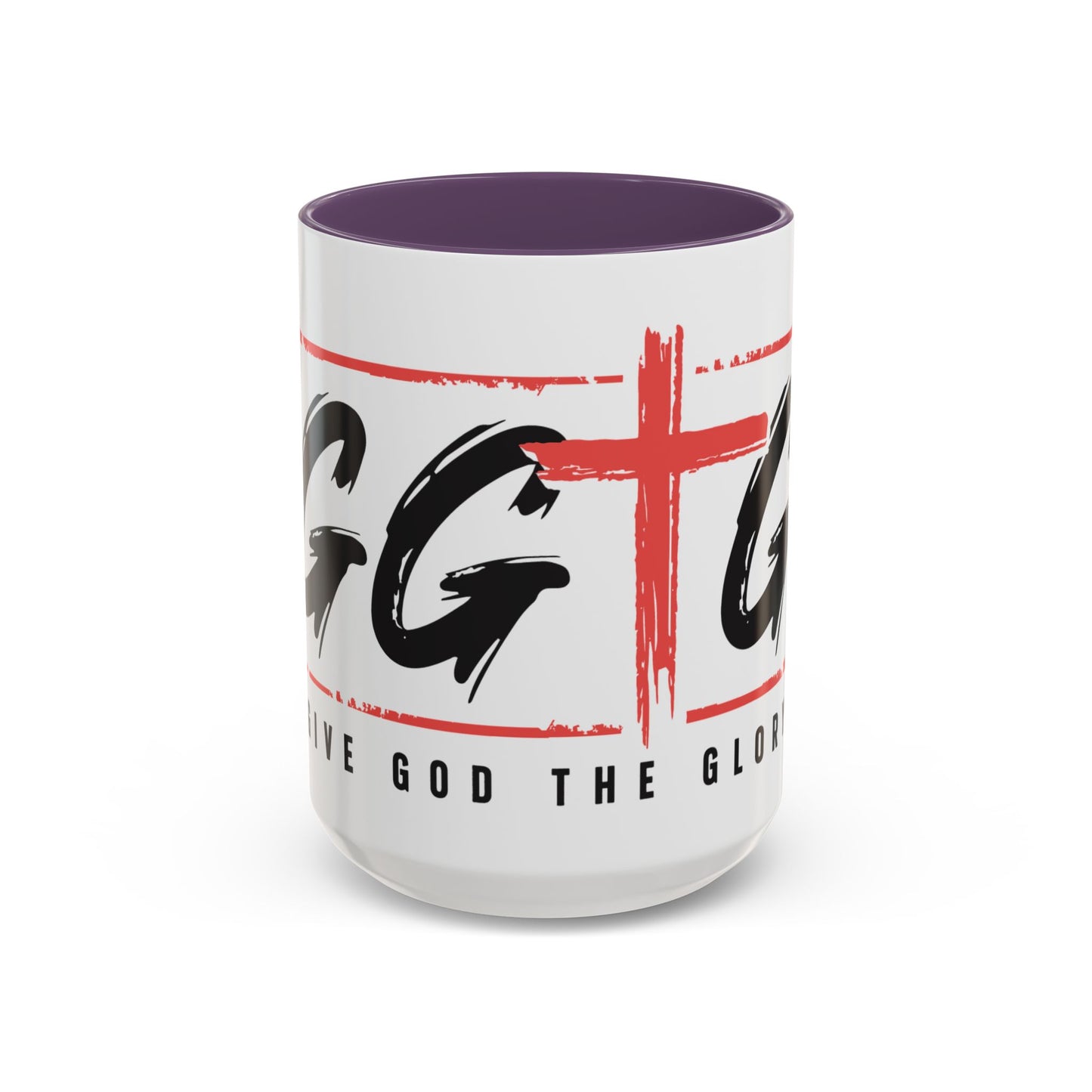 Faith-Inspired Accent Coffee Mug - 11/15oz with 'Give God the Glory' Design