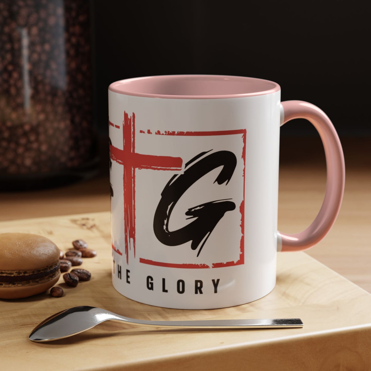 Faith-Inspired Accent Coffee Mug - 11/15oz with 'Give God the Glory' Design