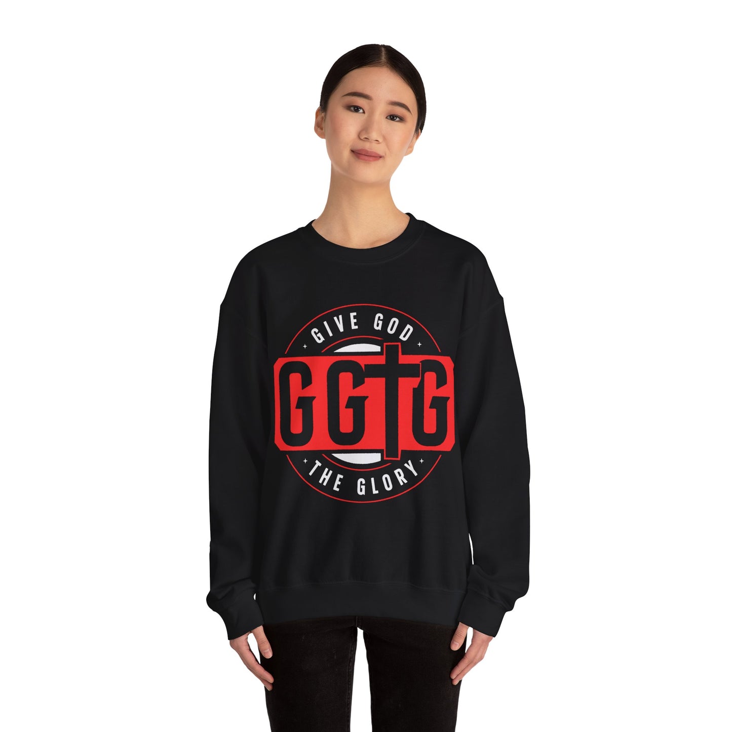 Christian Motivational Crewneck Sweatshirt - 'Give God the Glory'