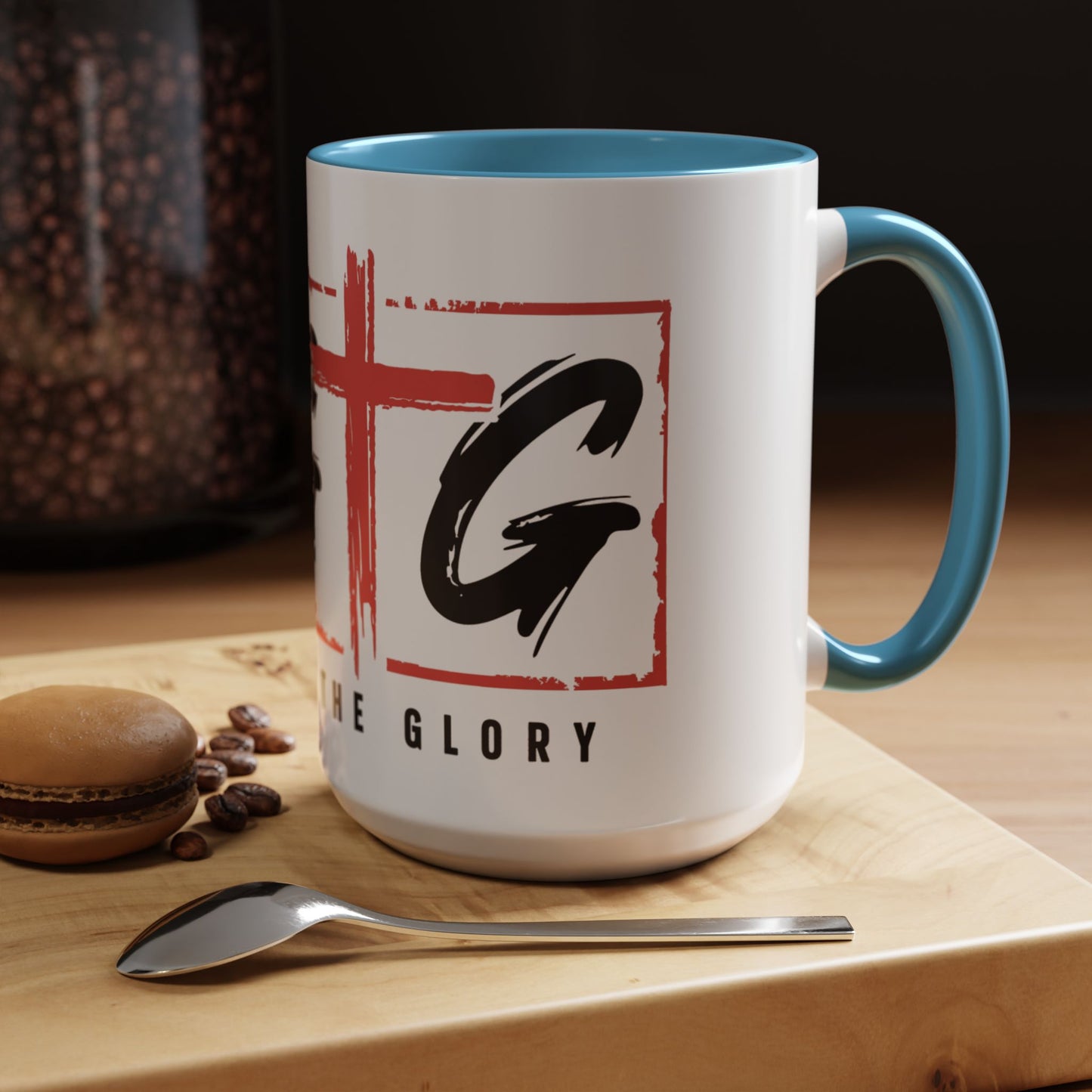 Faith-Inspired Accent Coffee Mug - 11/15oz with 'Give God the Glory' Design