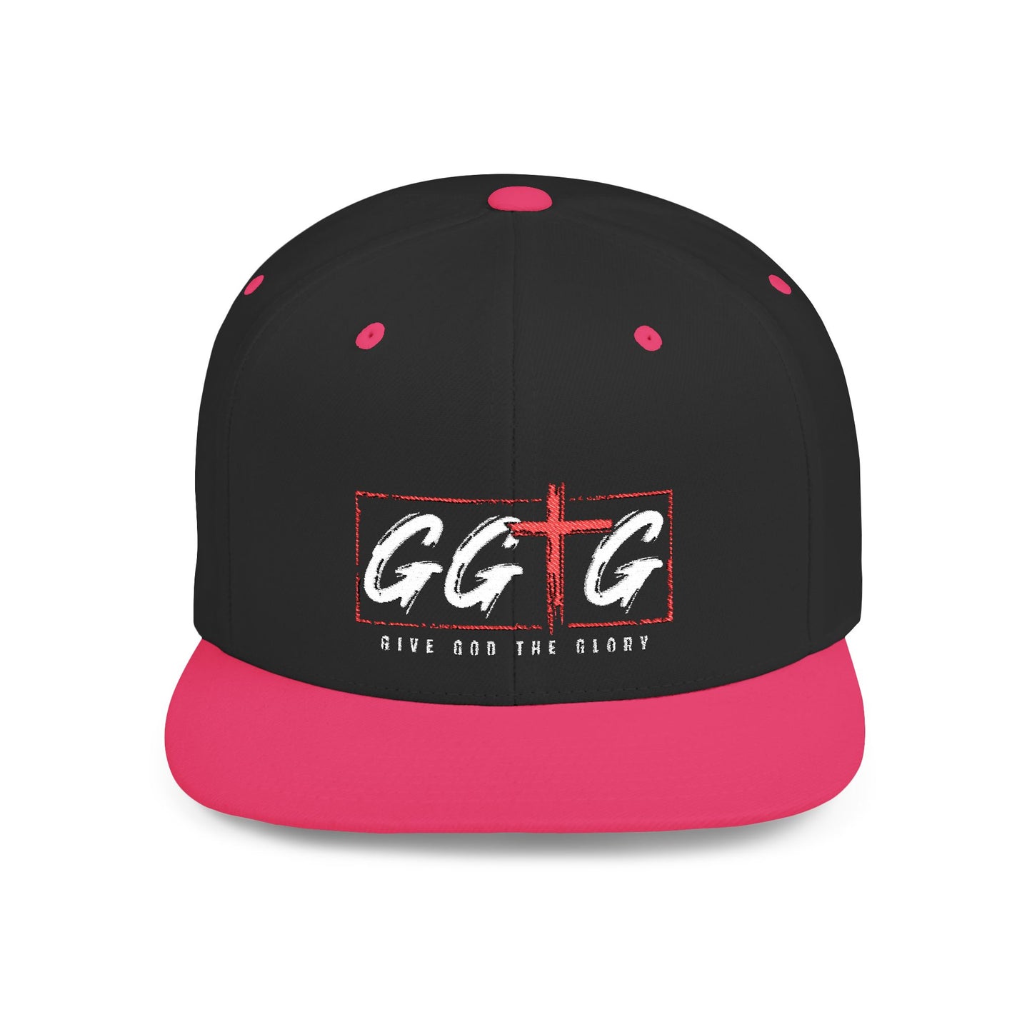Casual Flat Bill Snapback Hat - 'Give God The Glory' Design