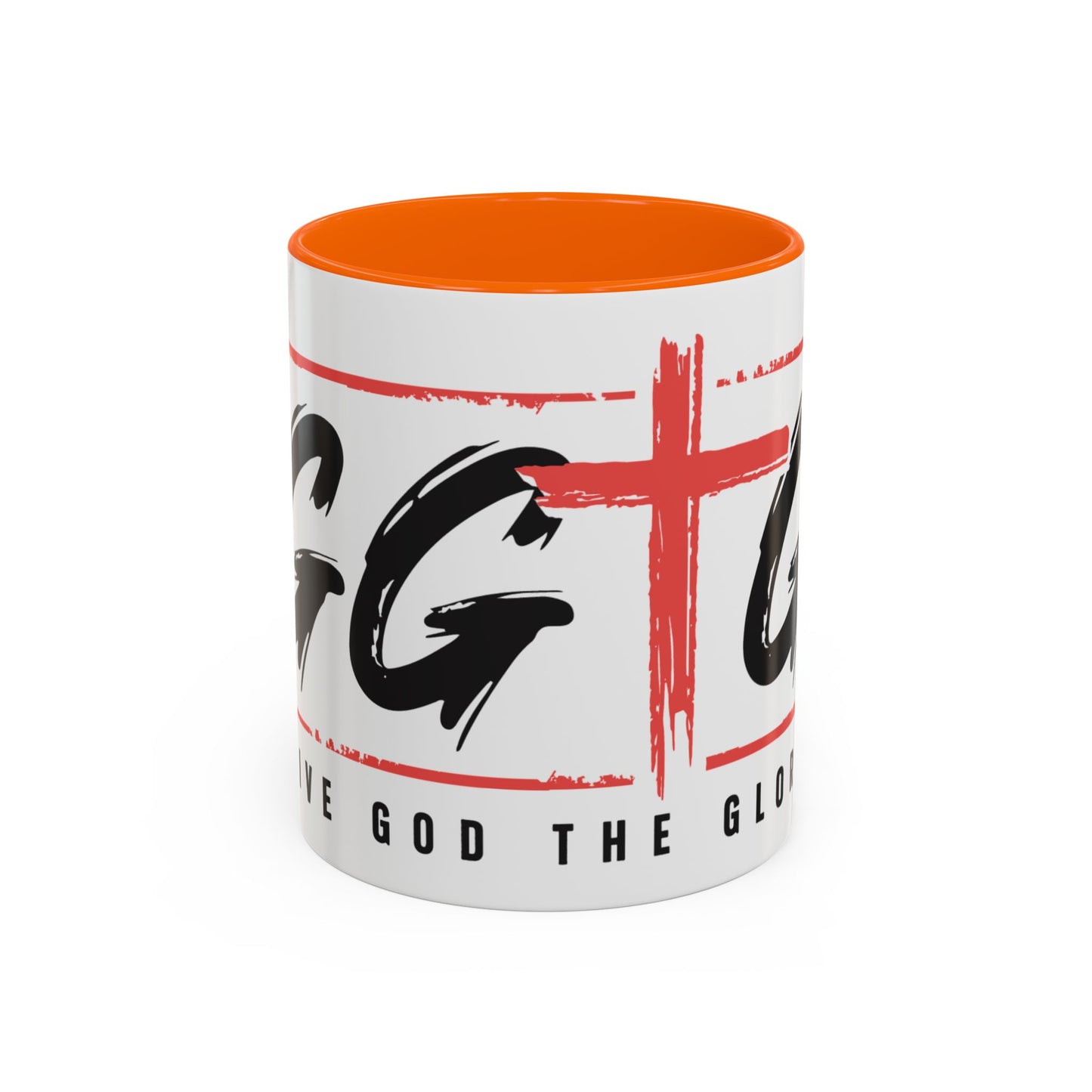 Faith-Inspired Accent Coffee Mug - 11/15oz with 'Give God the Glory' Design