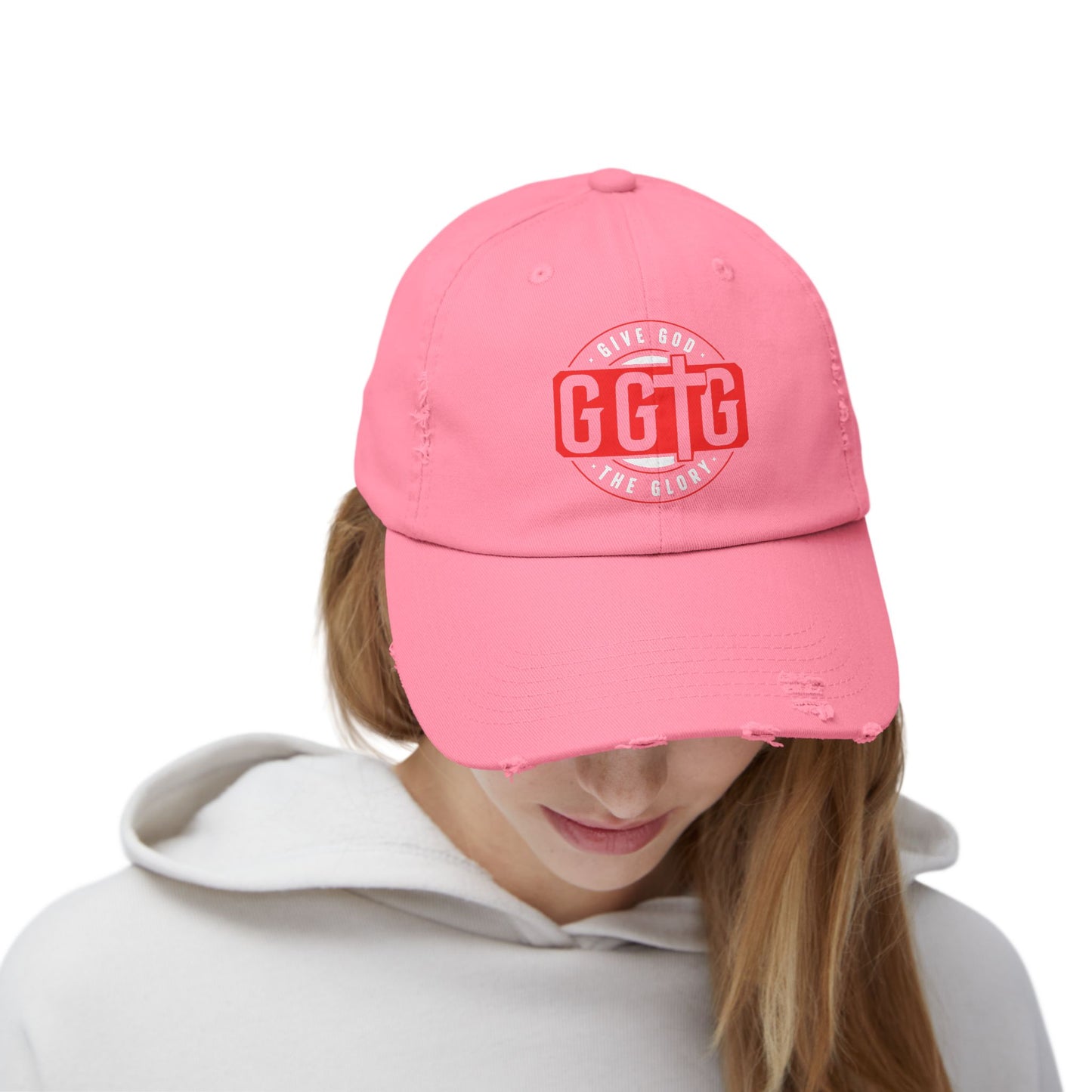 Unisex Distressed Cap - "Give God The Glory" Statement Hat