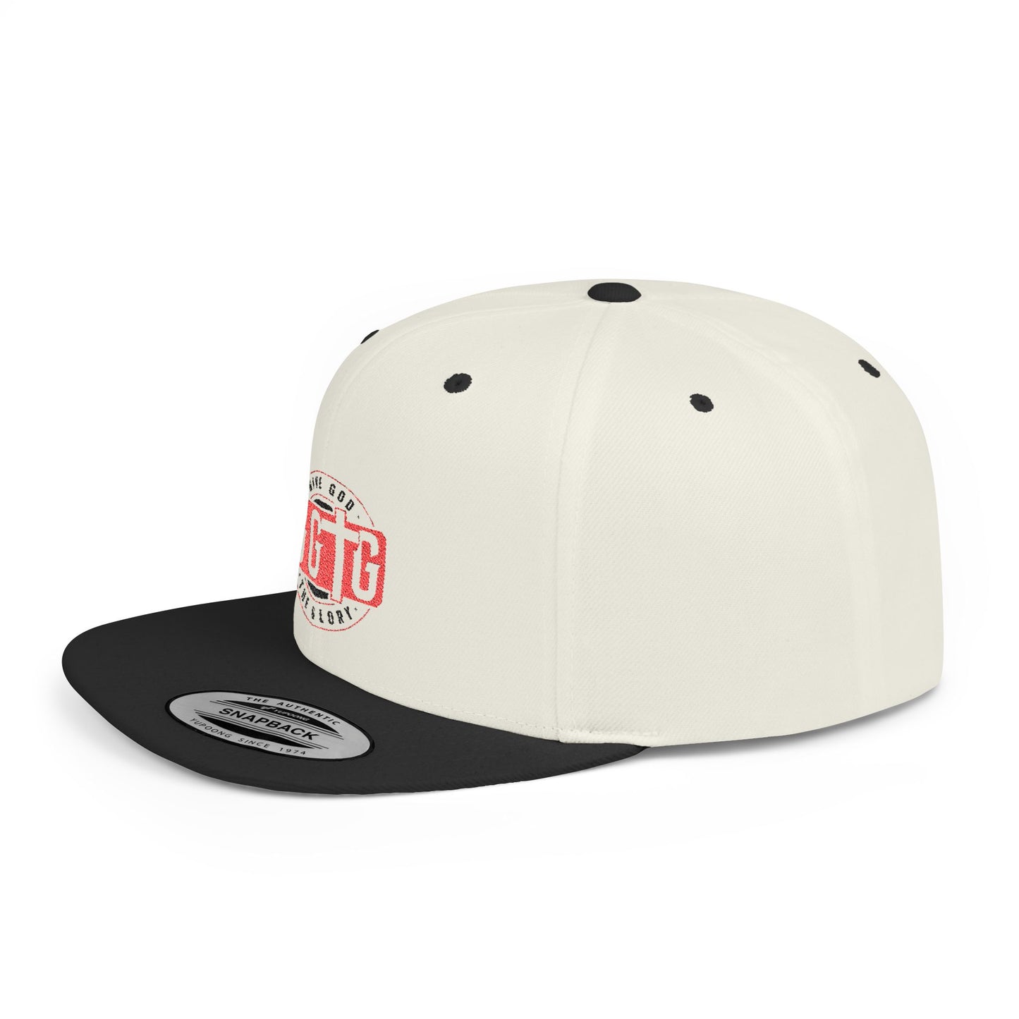 Faith-Inspired Flat Bill Snapback Cap - 'Give God The Glory'