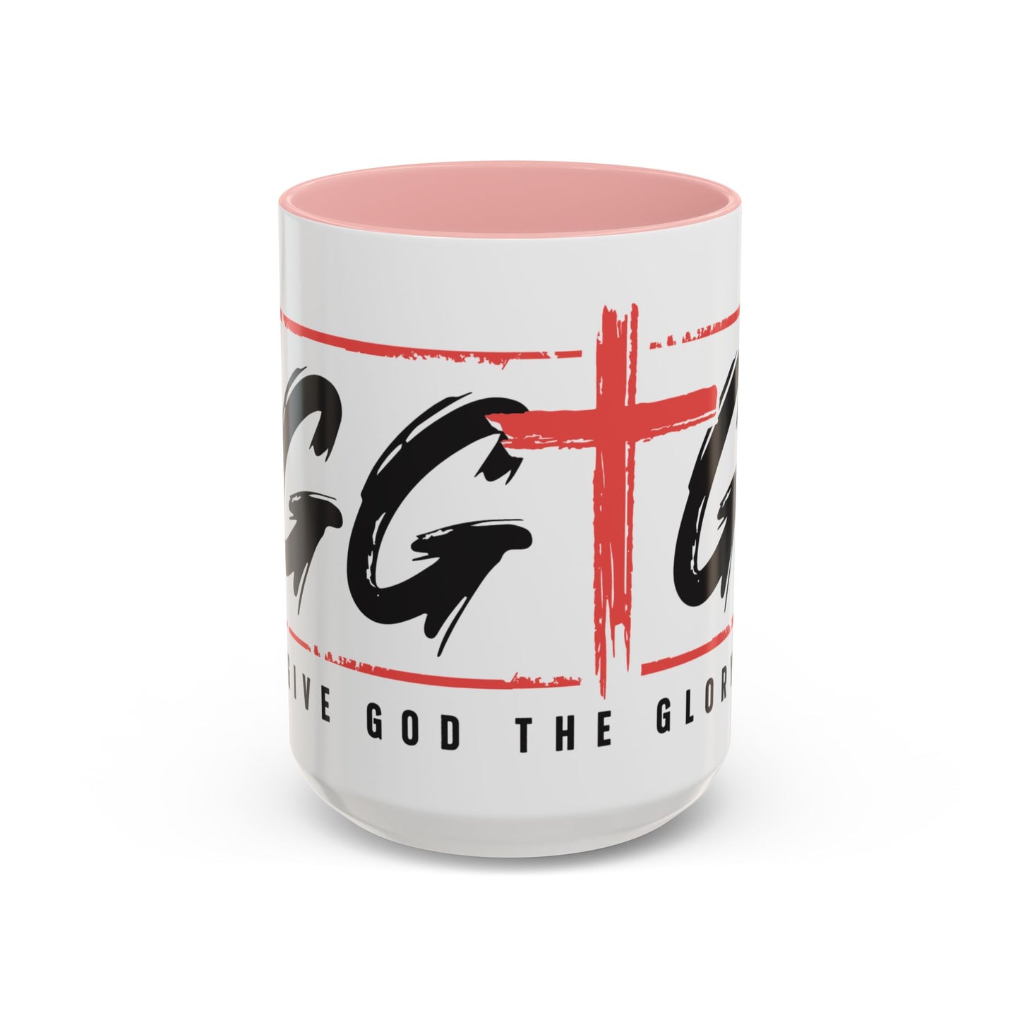 Faith-Inspired Accent Coffee Mug - 11/15oz with 'Give God the Glory' Design