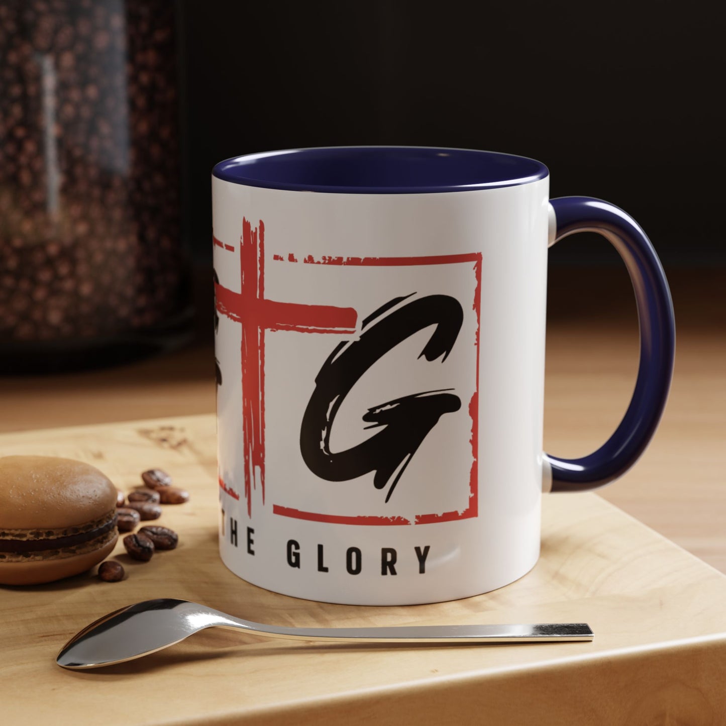 Faith-Inspired Accent Coffee Mug - 11/15oz with 'Give God the Glory' Design