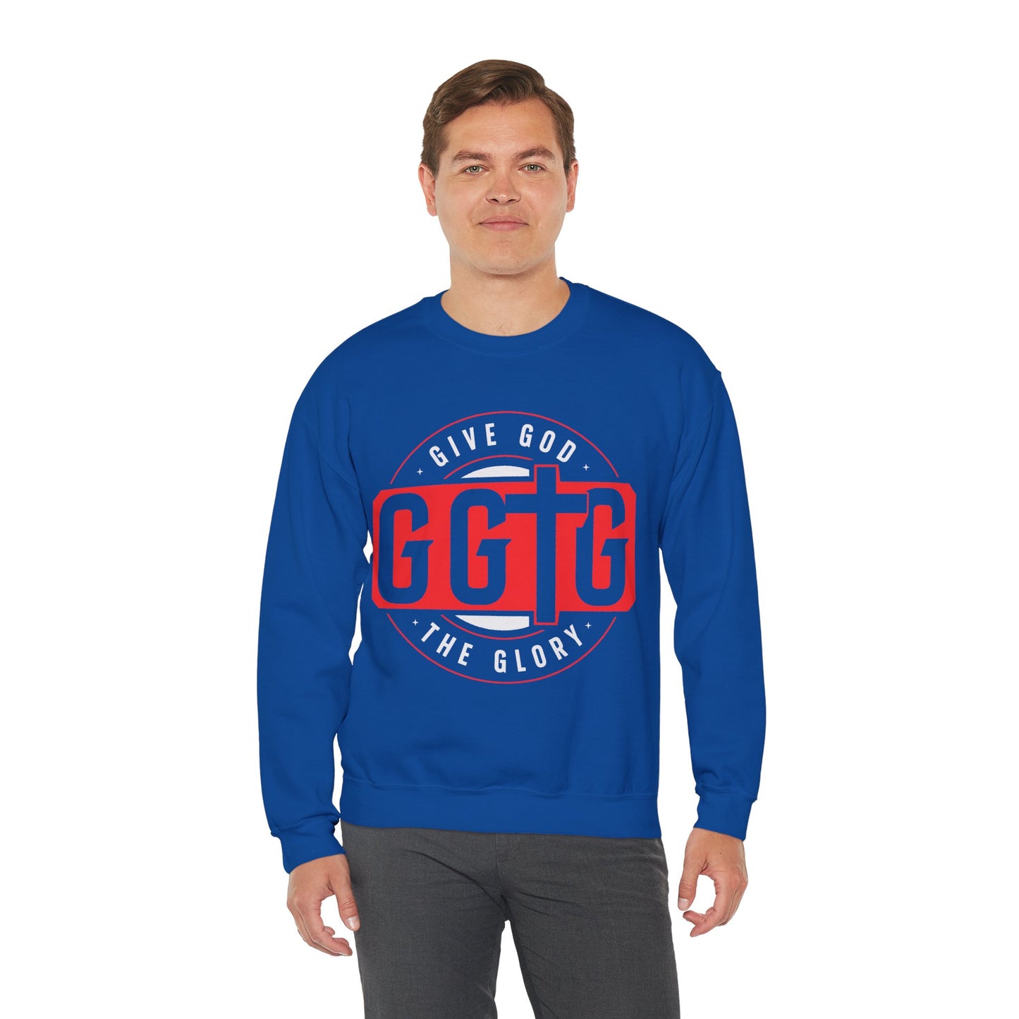 Christian Motivational Crewneck Sweatshirt - 'Give God the Glory'