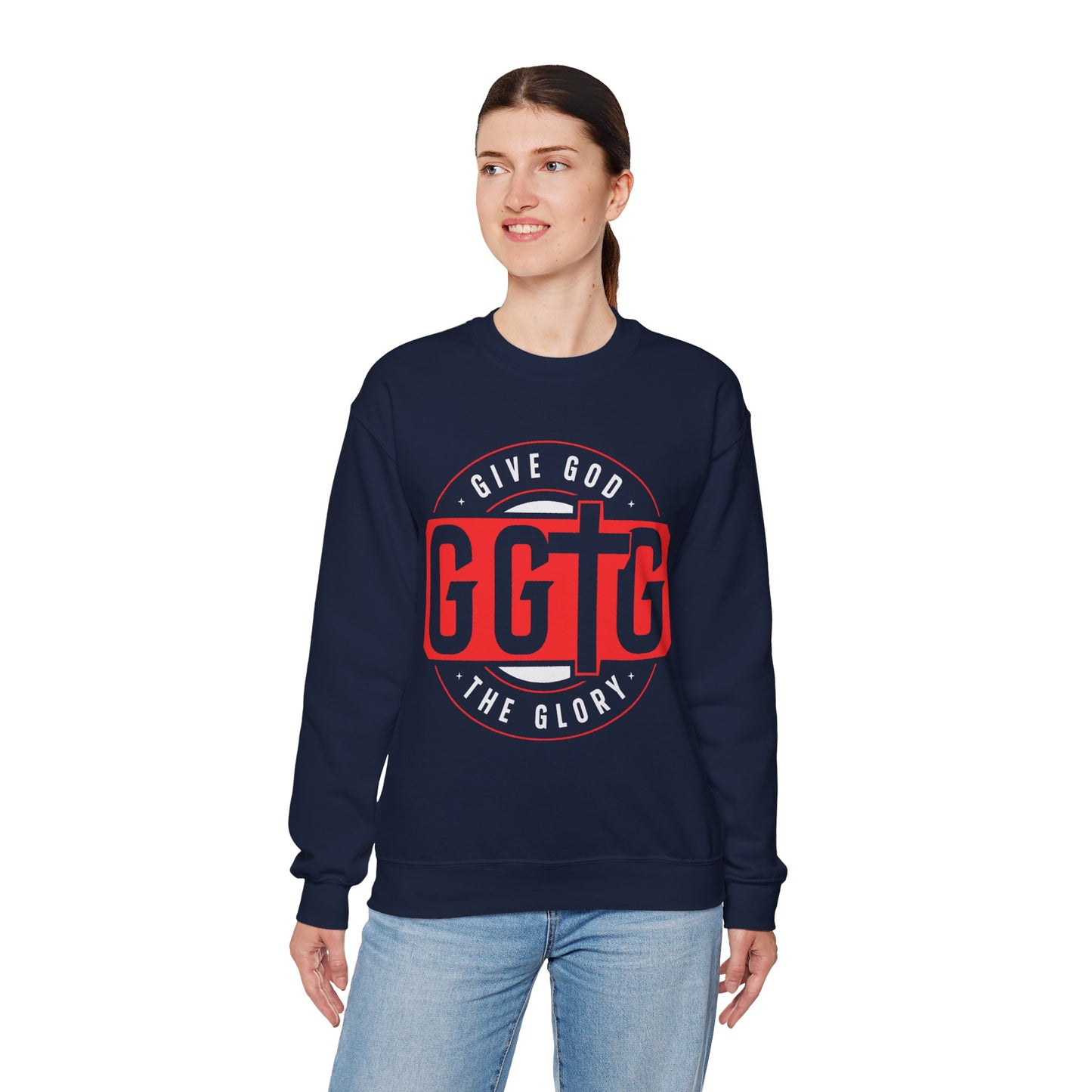 Christian Motivational Crewneck Sweatshirt - 'Give God the Glory'