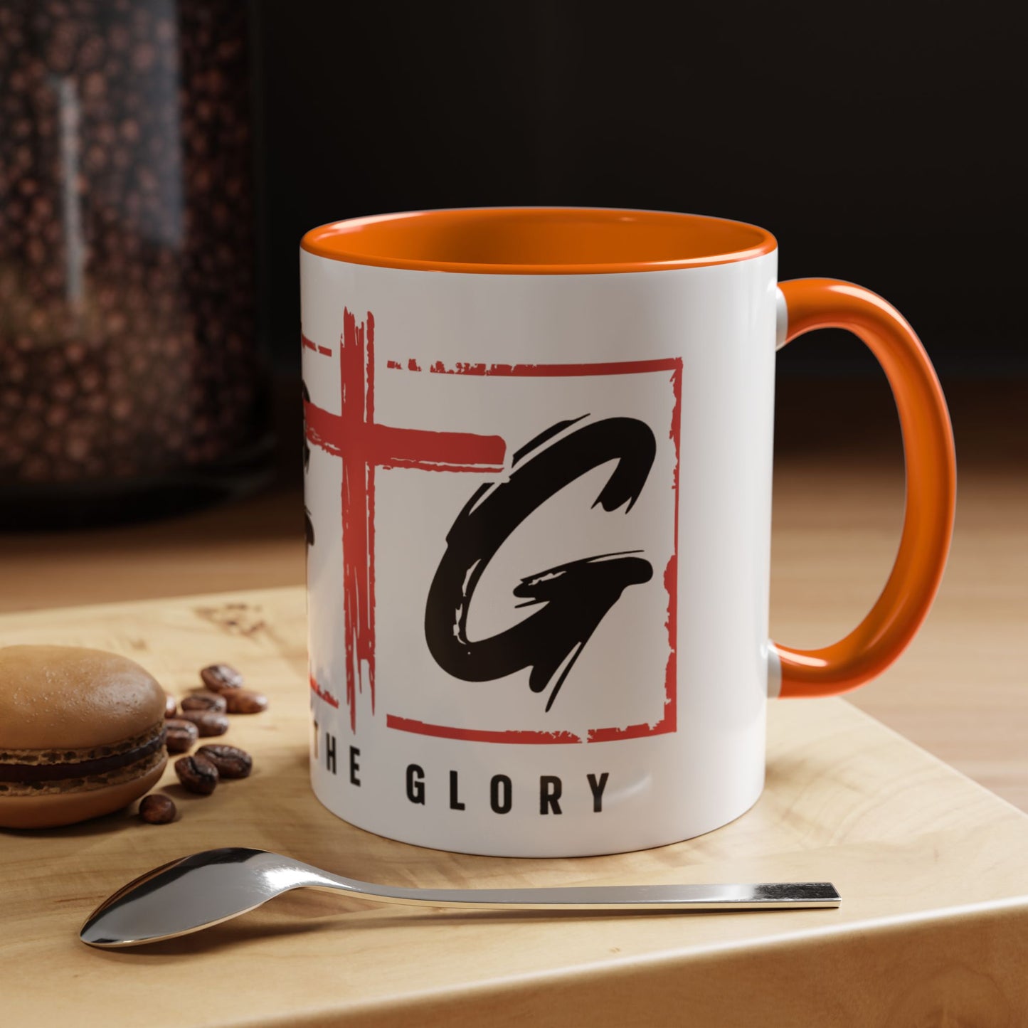 Faith-Inspired Accent Coffee Mug - 11/15oz with 'Give God the Glory' Design