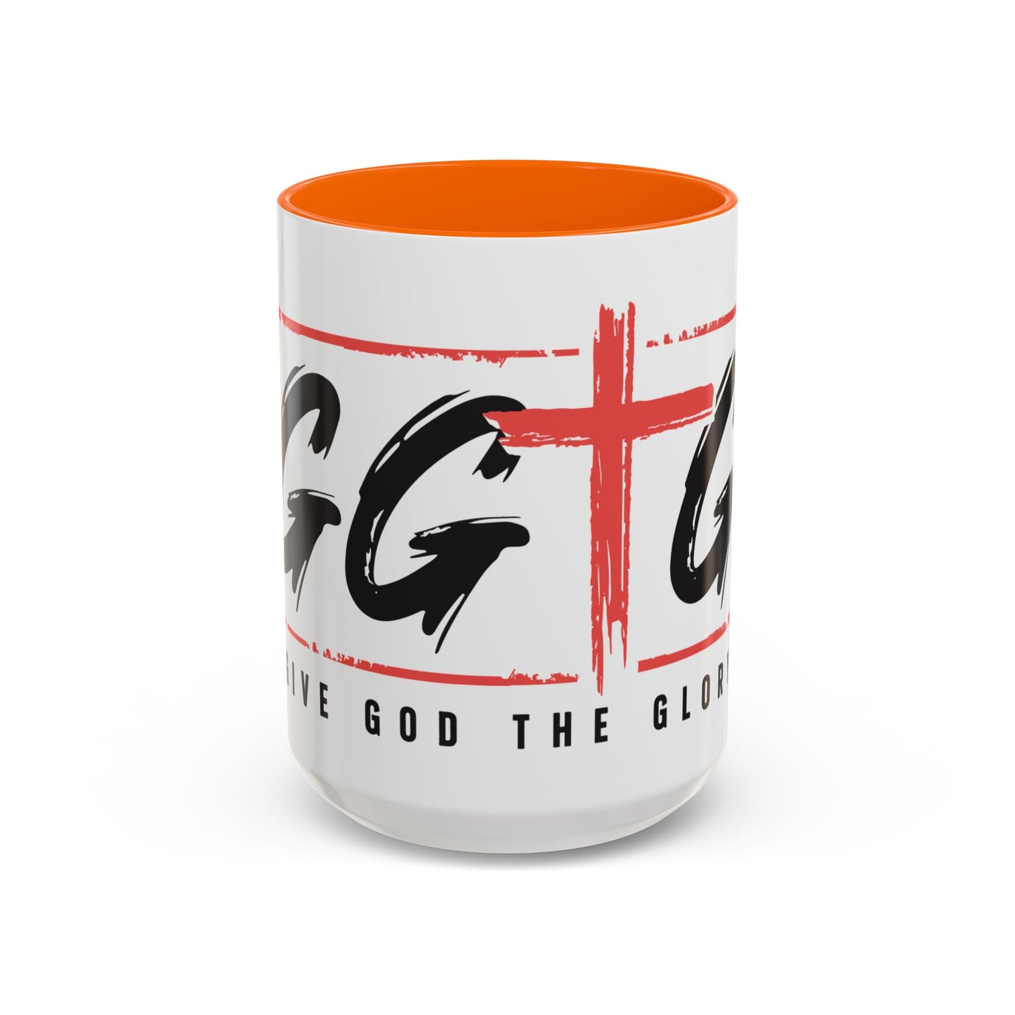 Faith-Inspired Accent Coffee Mug - 11/15oz with 'Give God the Glory' Design