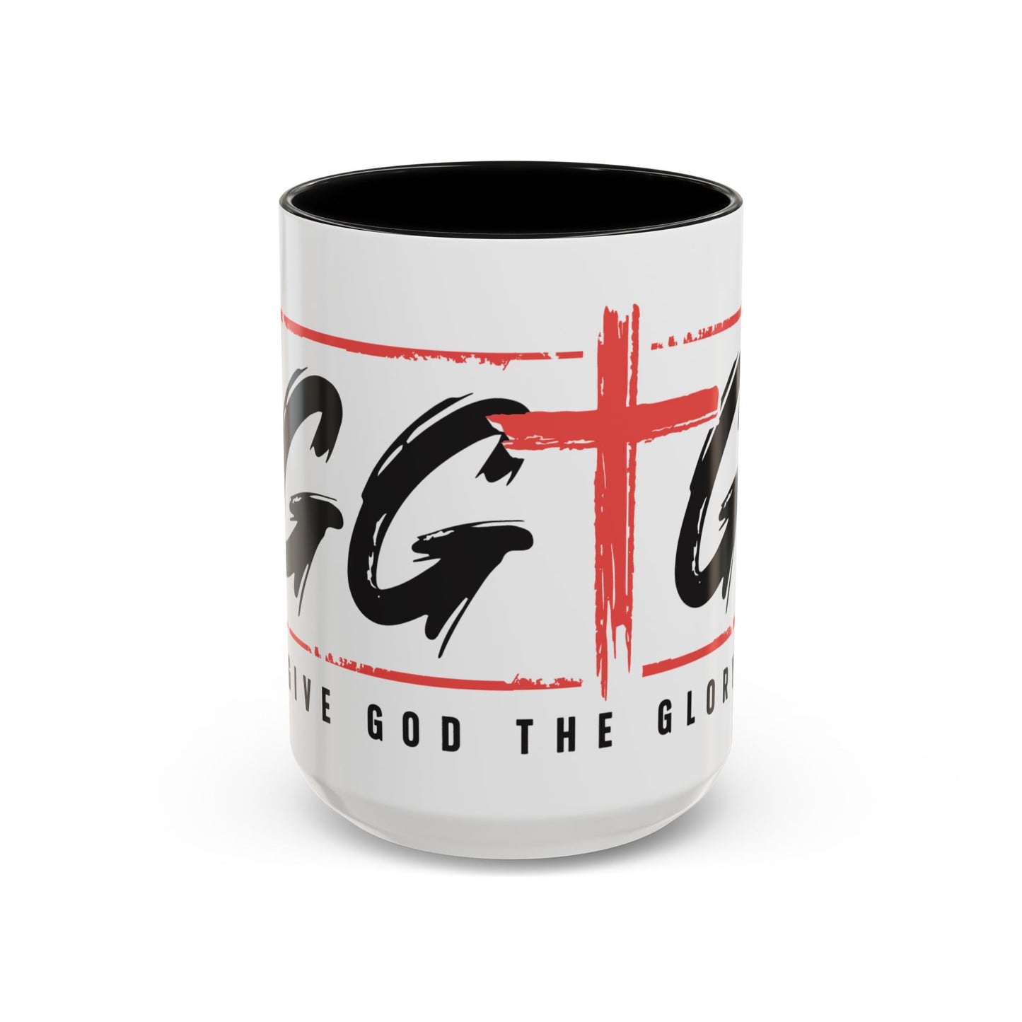 Faith-Inspired Accent Coffee Mug - 11/15oz with 'Give God the Glory' Design