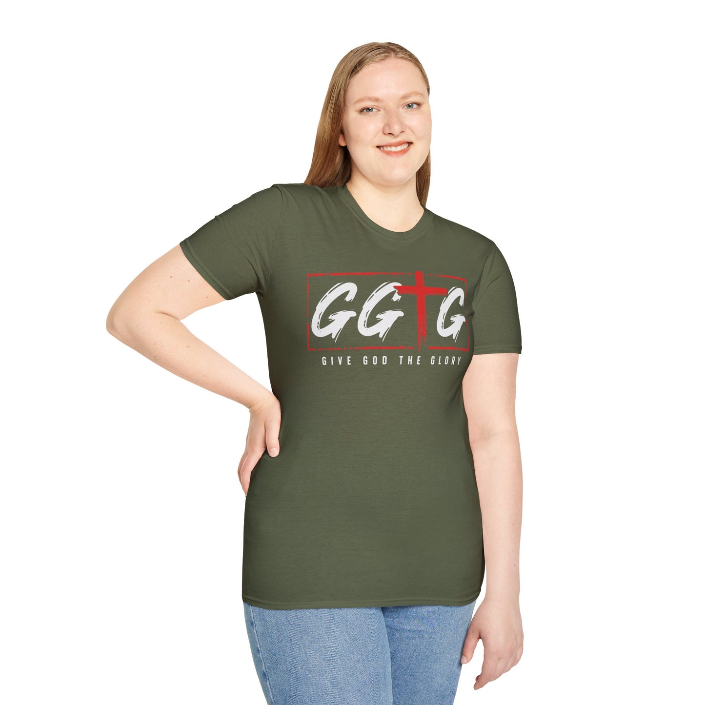 Unisex Softstyle T-Shirt  Inspirational - "Give God the Glory" & "Tell Your Story"