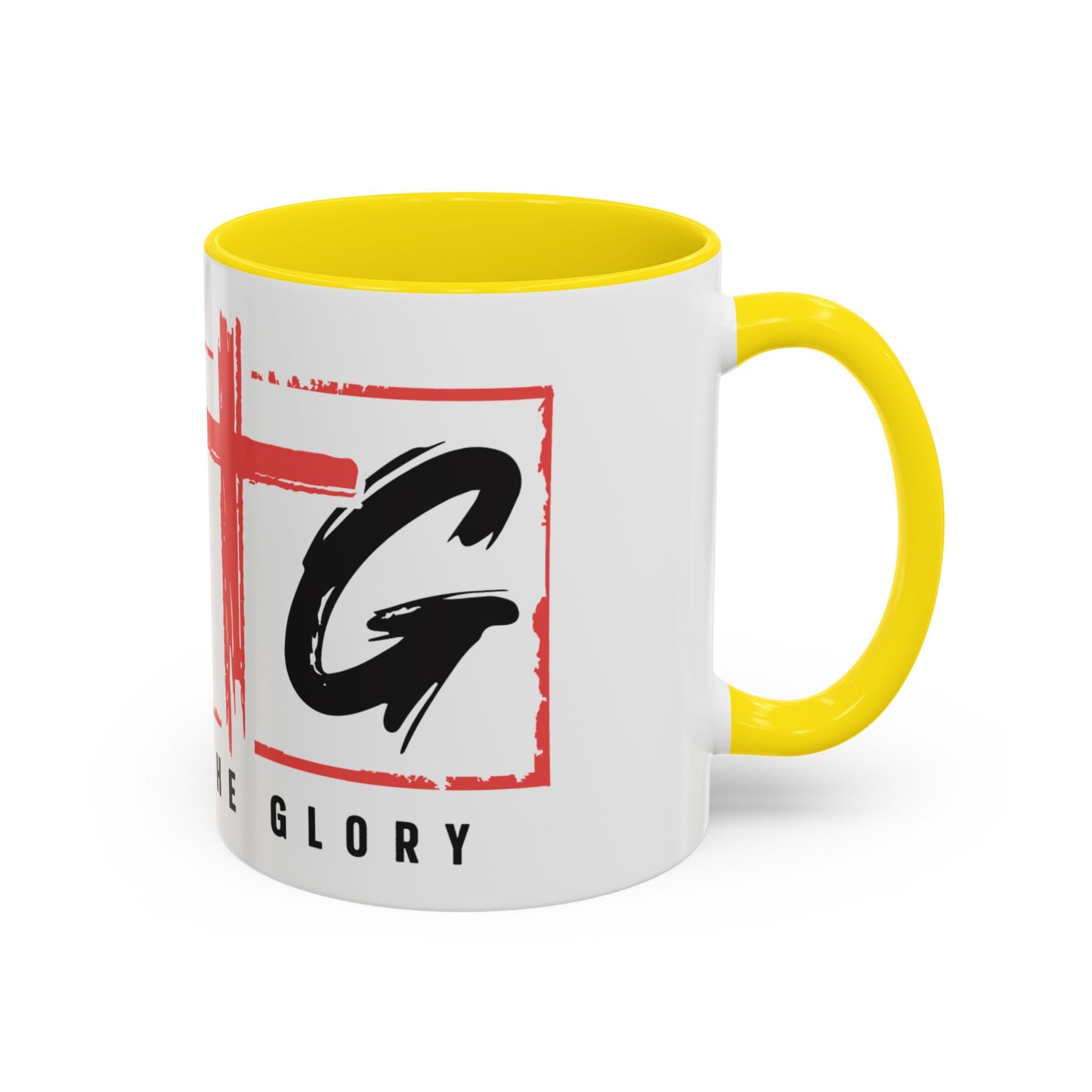 Faith-Inspired Accent Coffee Mug - 11/15oz with 'Give God the Glory' Design