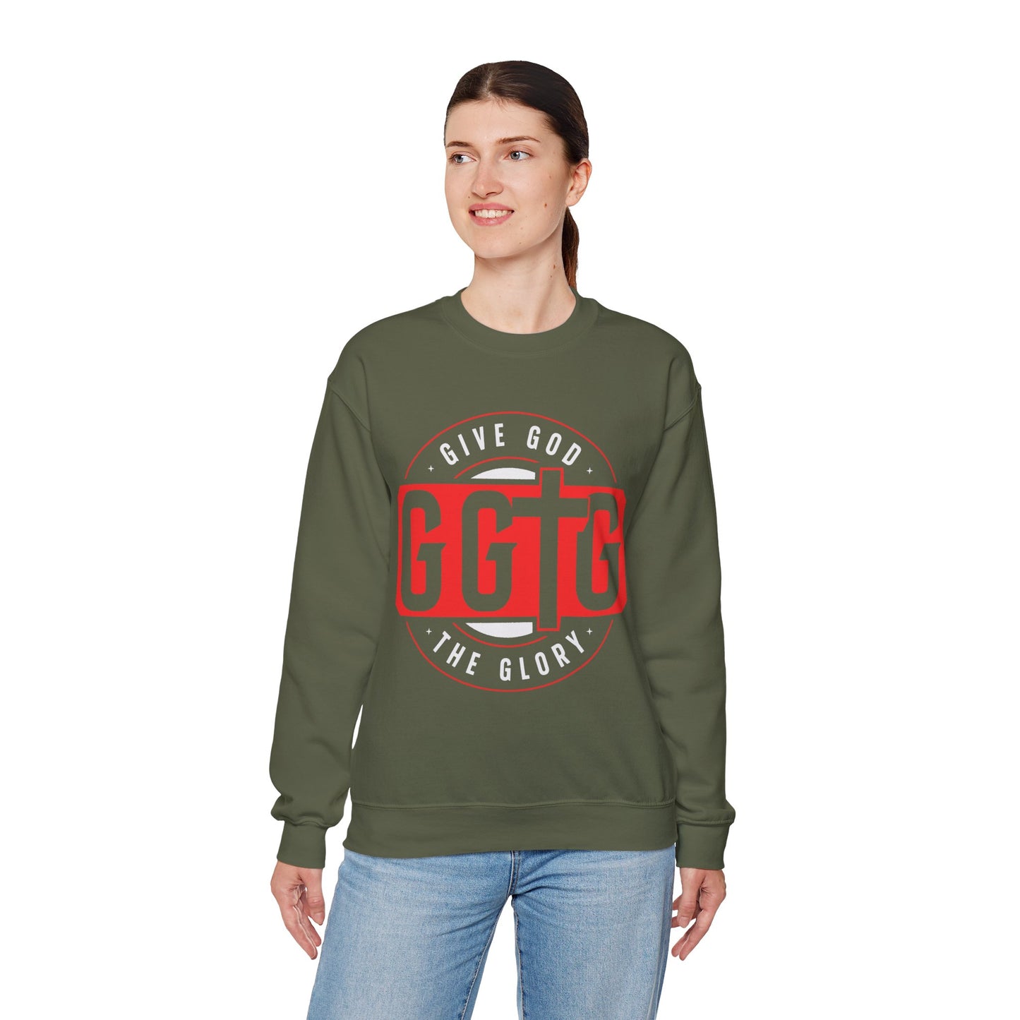 Christian Motivational Crewneck Sweatshirt - 'Give God the Glory'