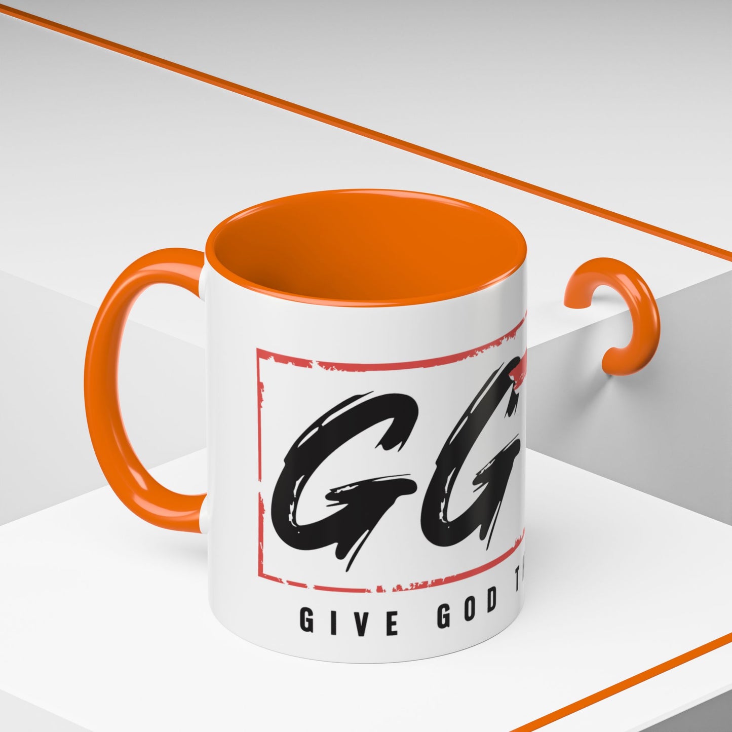 Faith-Inspired Accent Coffee Mug - 11/15oz with 'Give God the Glory' Design