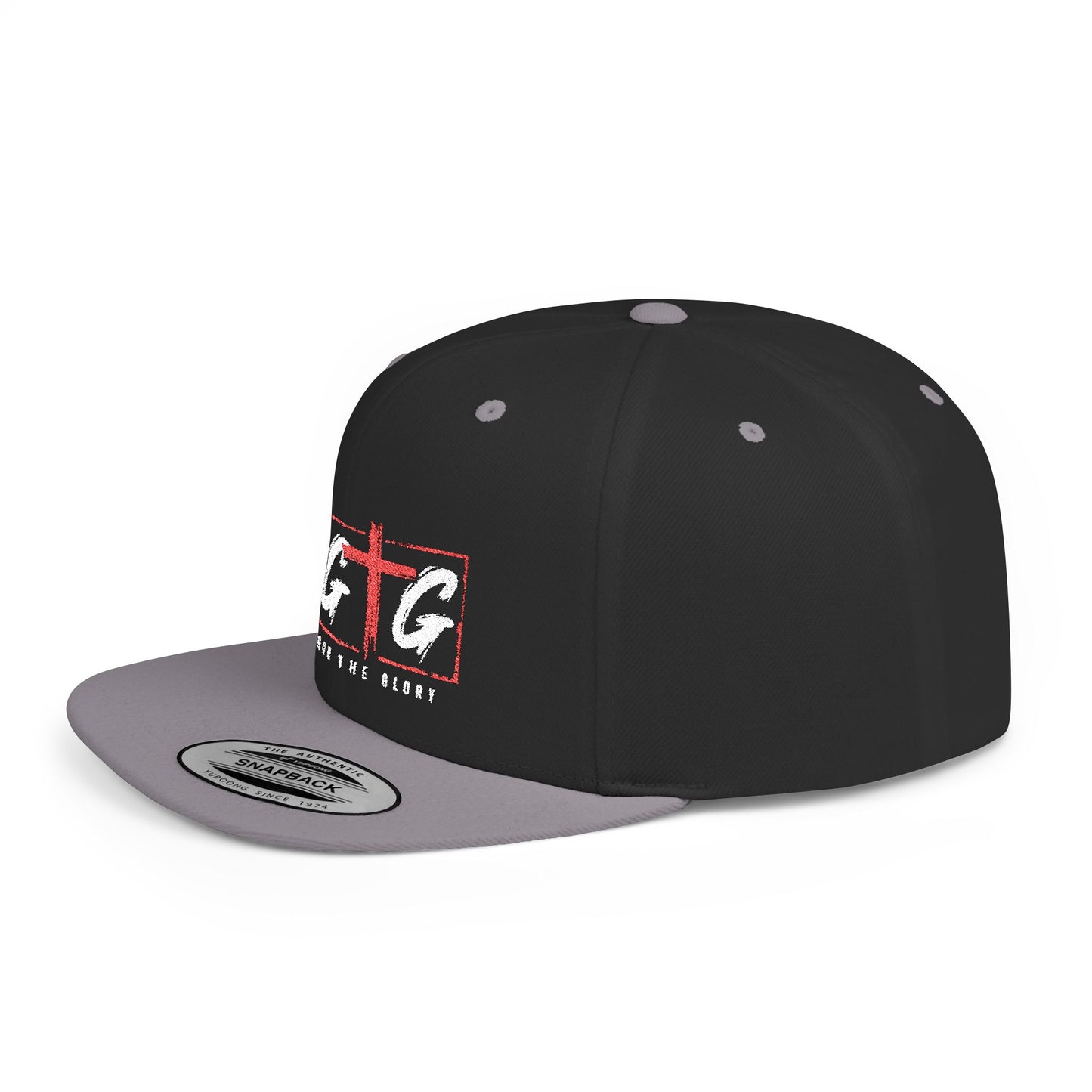 Casual Flat Bill Snapback Hat - 'Give God The Glory' Design