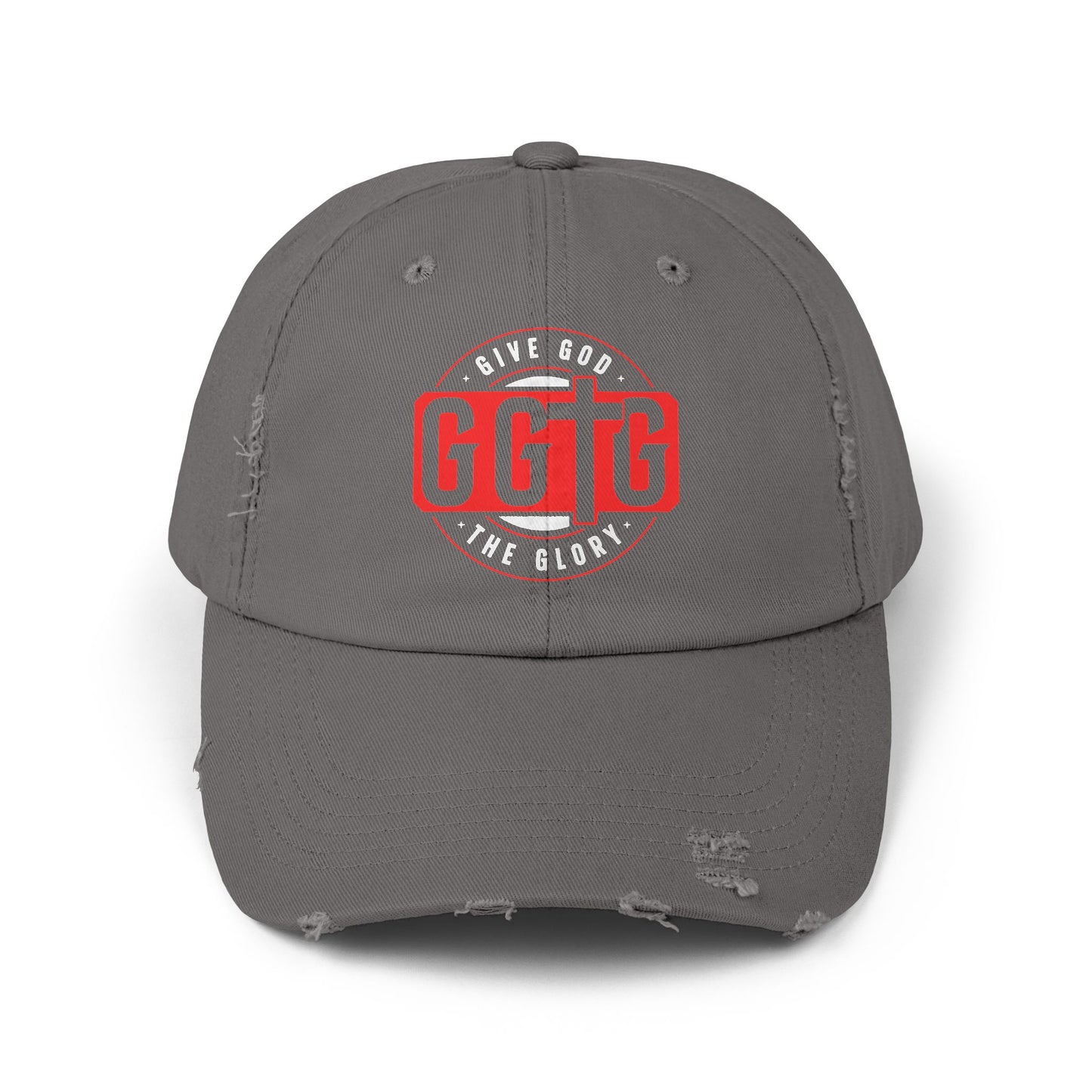 Unisex Distressed Cap - "Give God The Glory" Statement Hat