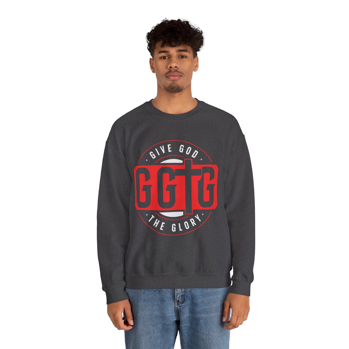 Christian Motivational Crewneck Sweatshirt - 'Give God the Glory'