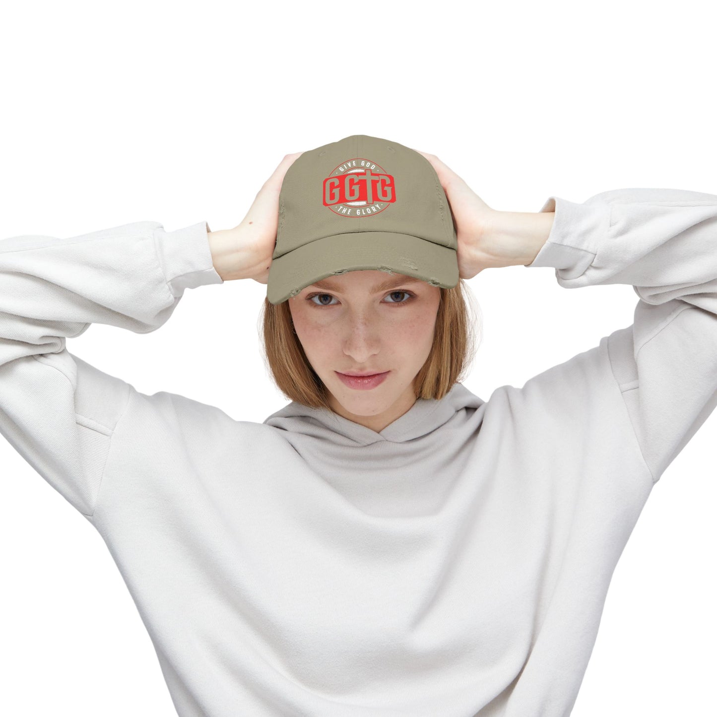 Unisex Distressed Cap - "Give God The Glory" Statement Hat