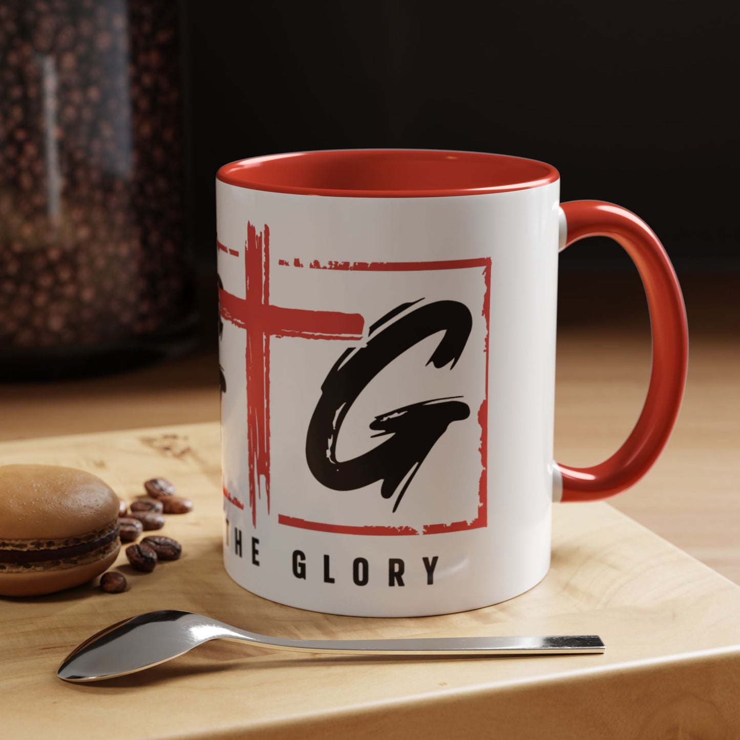 Faith-Inspired Accent Coffee Mug - 11/15oz with 'Give God the Glory' Design