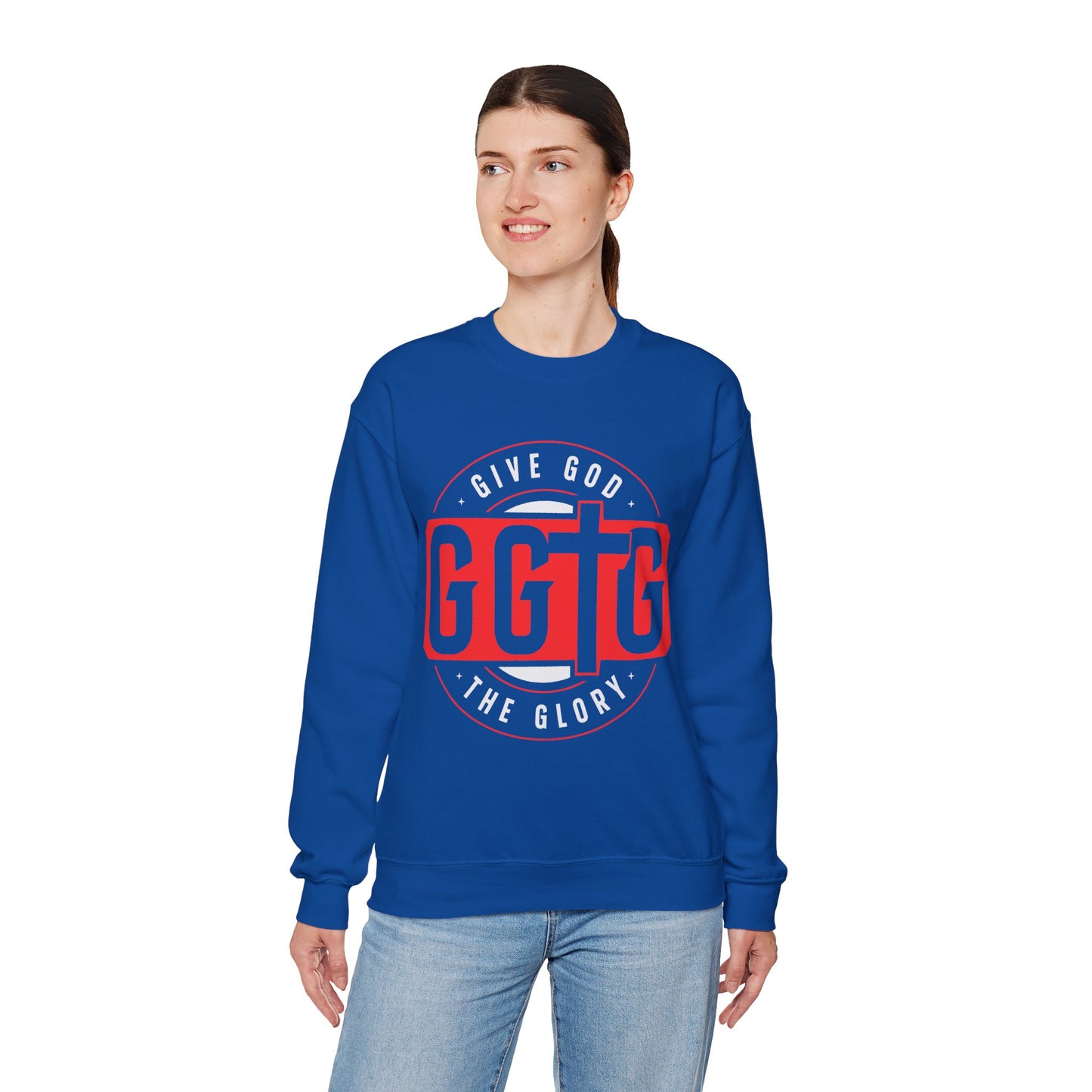 Christian Motivational Crewneck Sweatshirt - 'Give God the Glory'