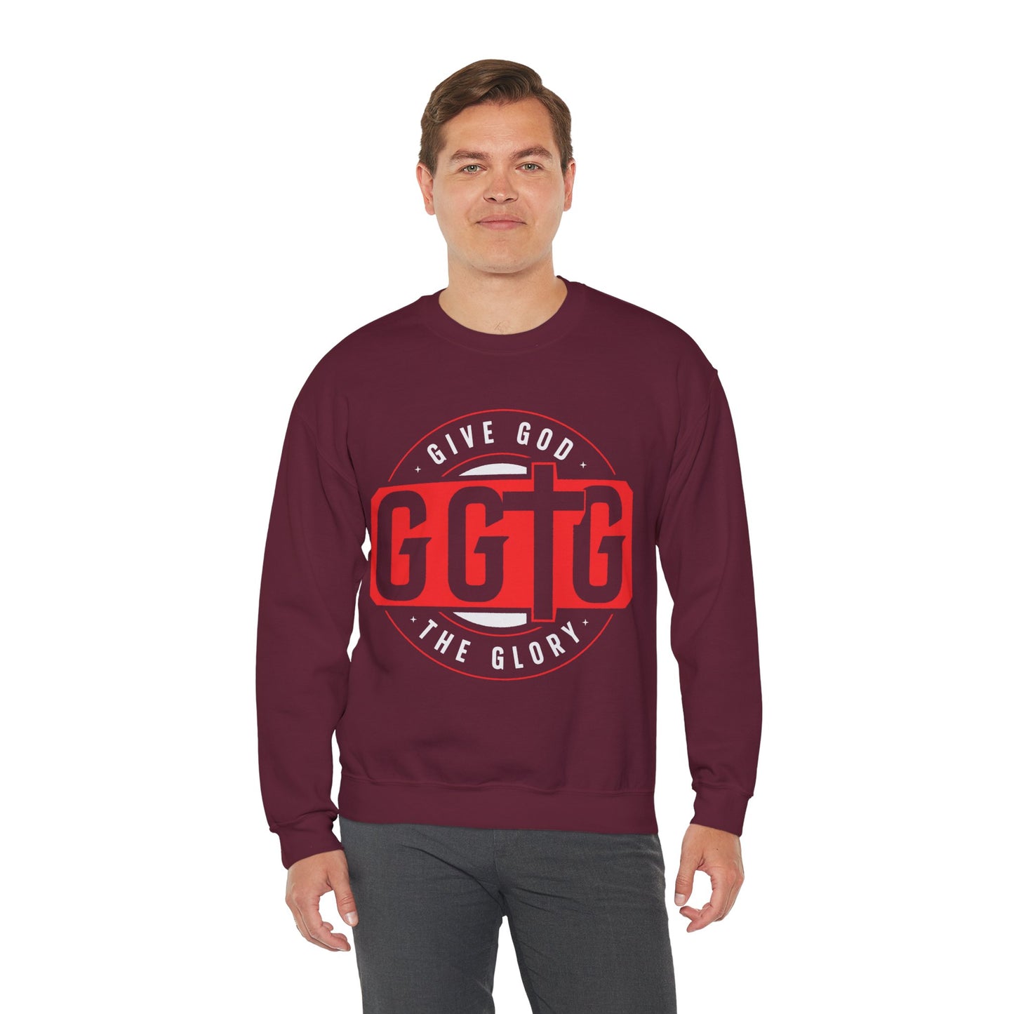 Christian Motivational Crewneck Sweatshirt - 'Give God the Glory'