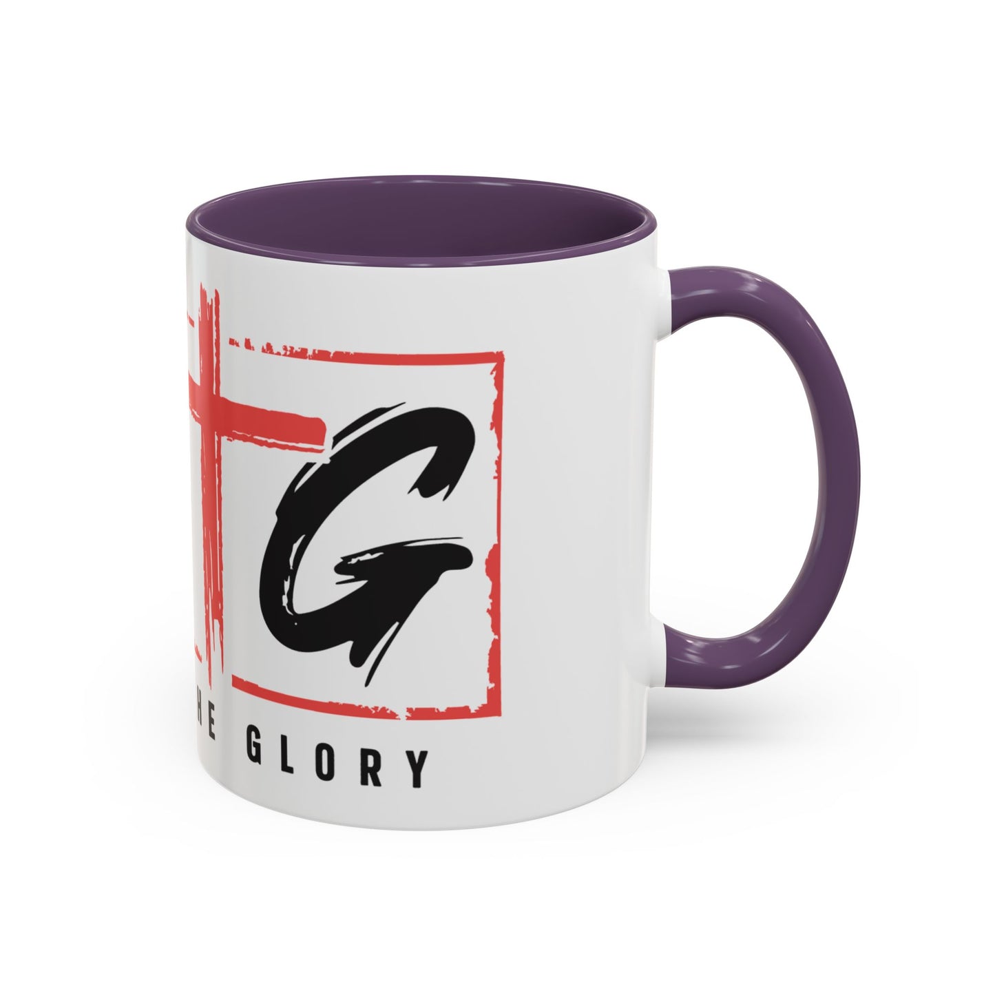 Faith-Inspired Accent Coffee Mug - 11/15oz with 'Give God the Glory' Design