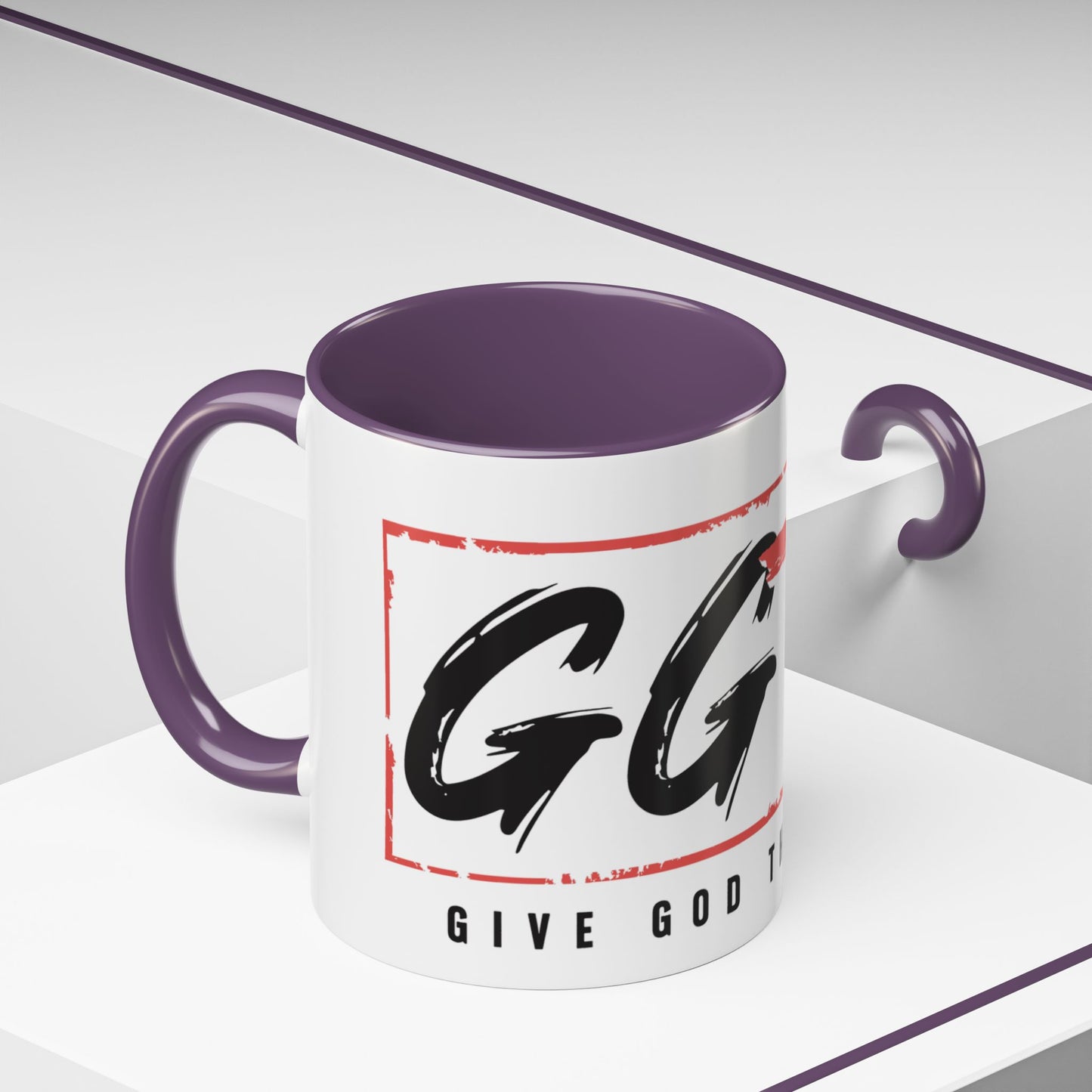 Faith-Inspired Accent Coffee Mug - 11/15oz with 'Give God the Glory' Design