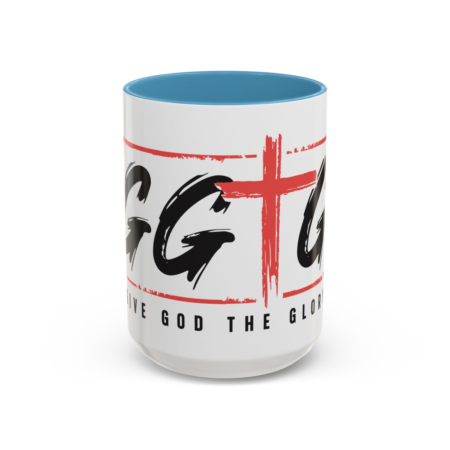 Faith-Inspired Accent Coffee Mug - 11/15oz with 'Give God the Glory' Design