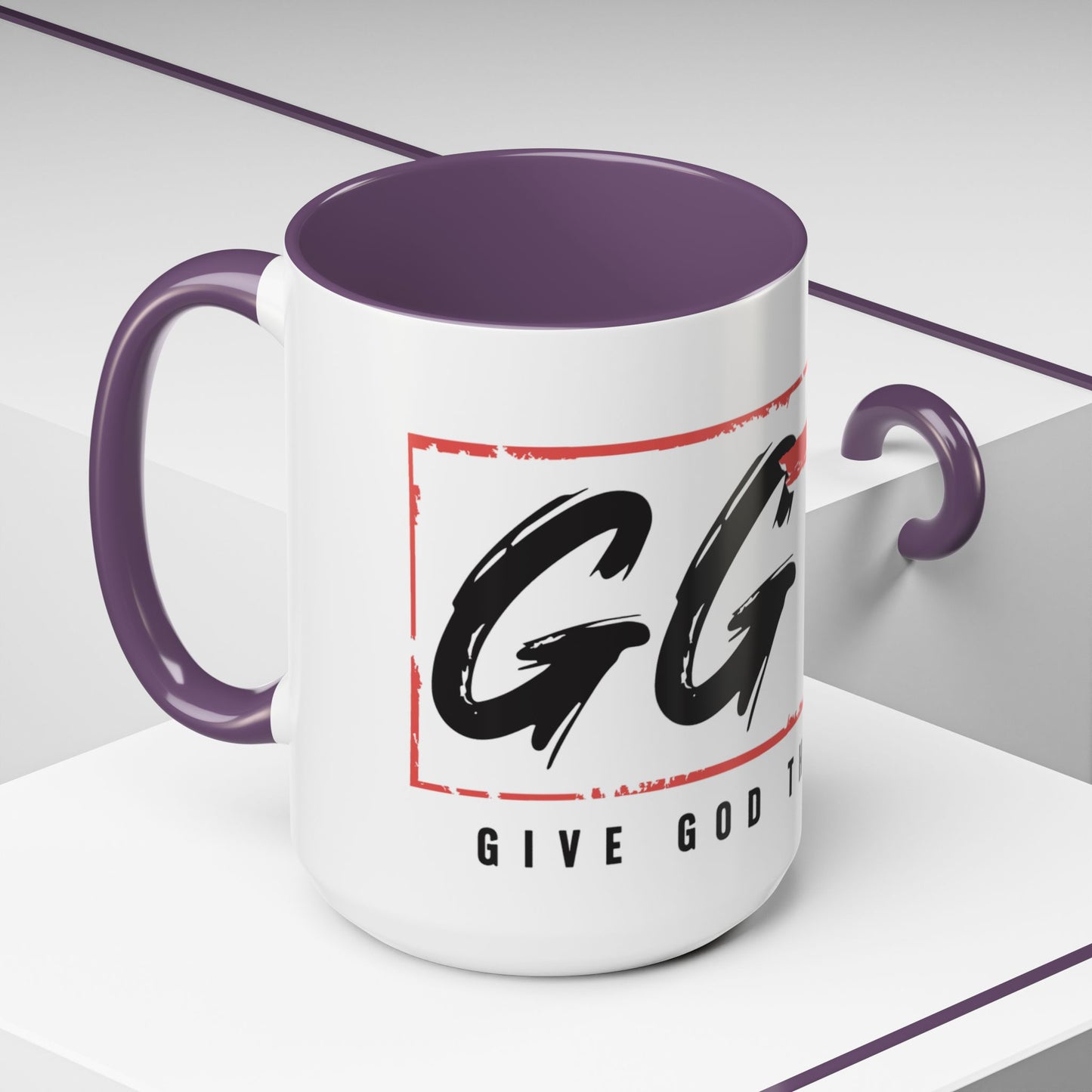 Faith-Inspired Accent Coffee Mug - 11/15oz with 'Give God the Glory' Design