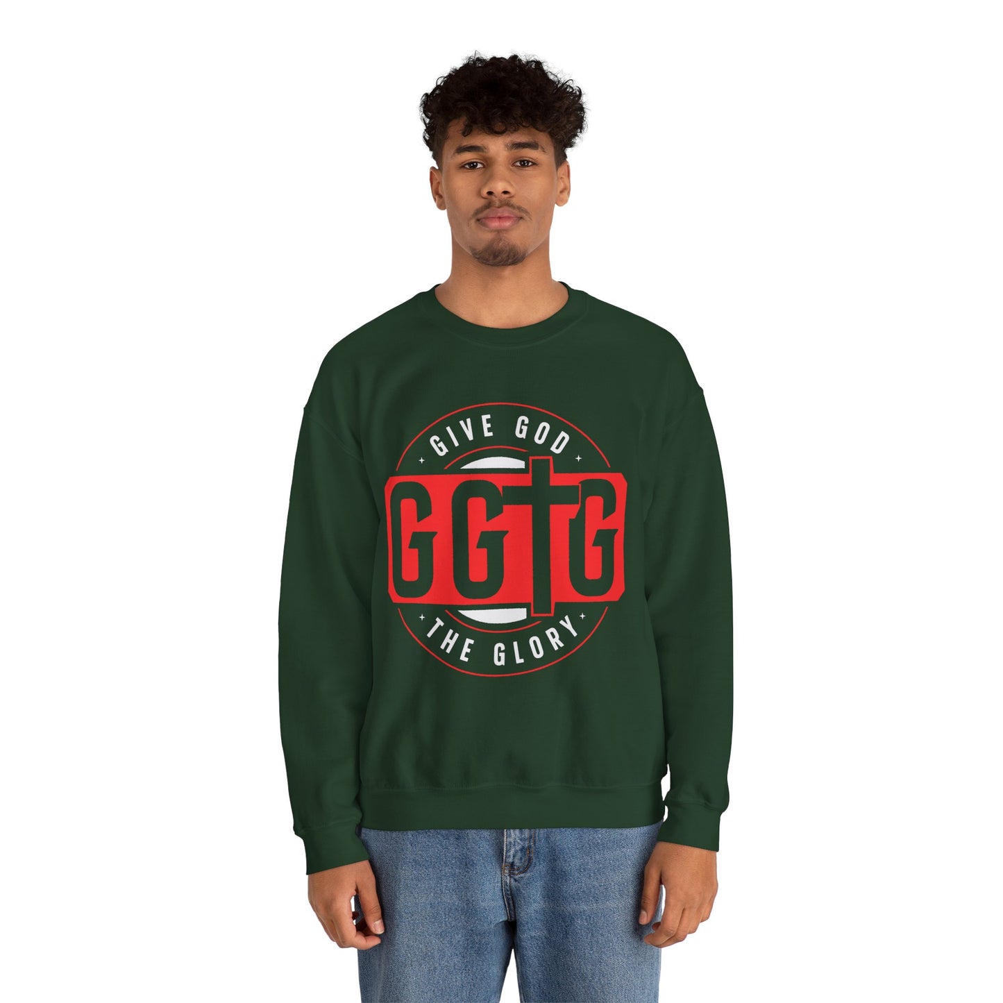 Christian Motivational Crewneck Sweatshirt - 'Give God the Glory'
