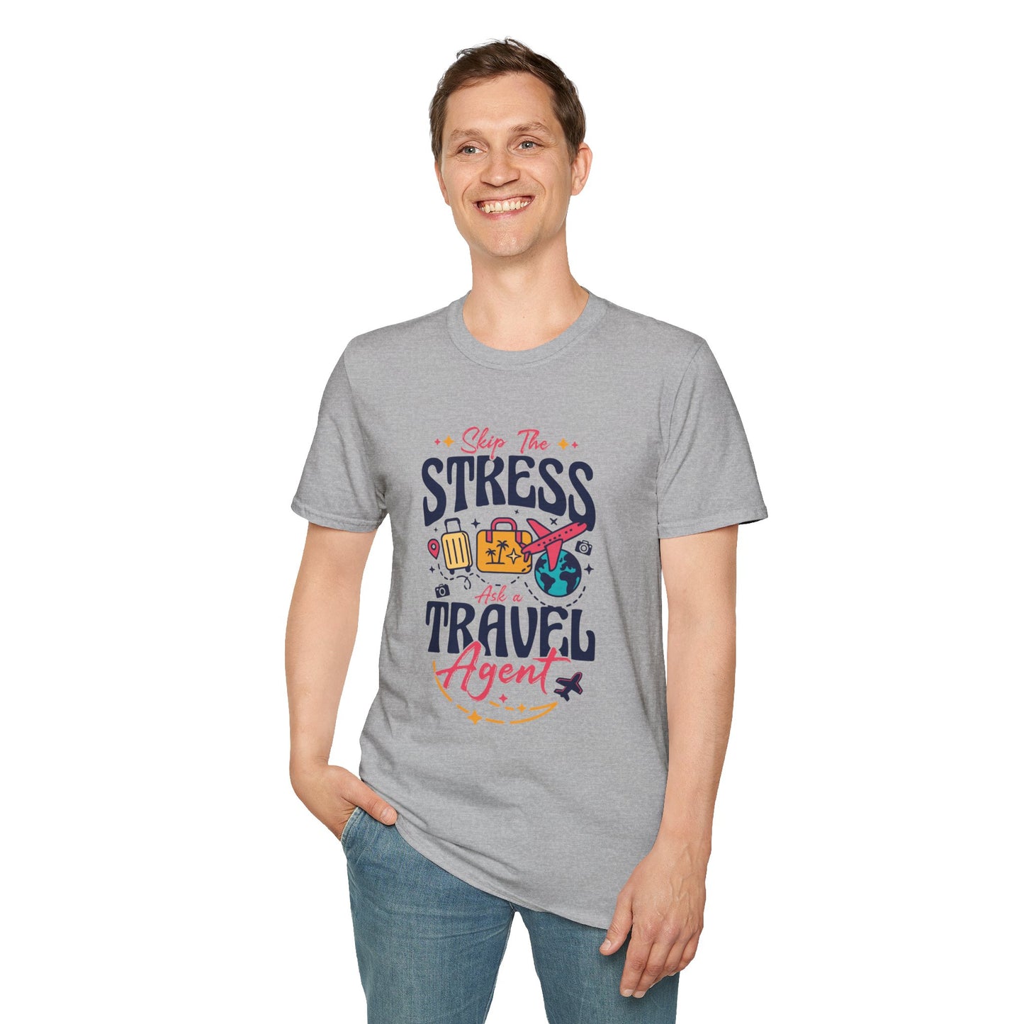 Travel Agent T-Shirt — " Unisex Skip the Stress Call a Travel Agent" Graphic Tee