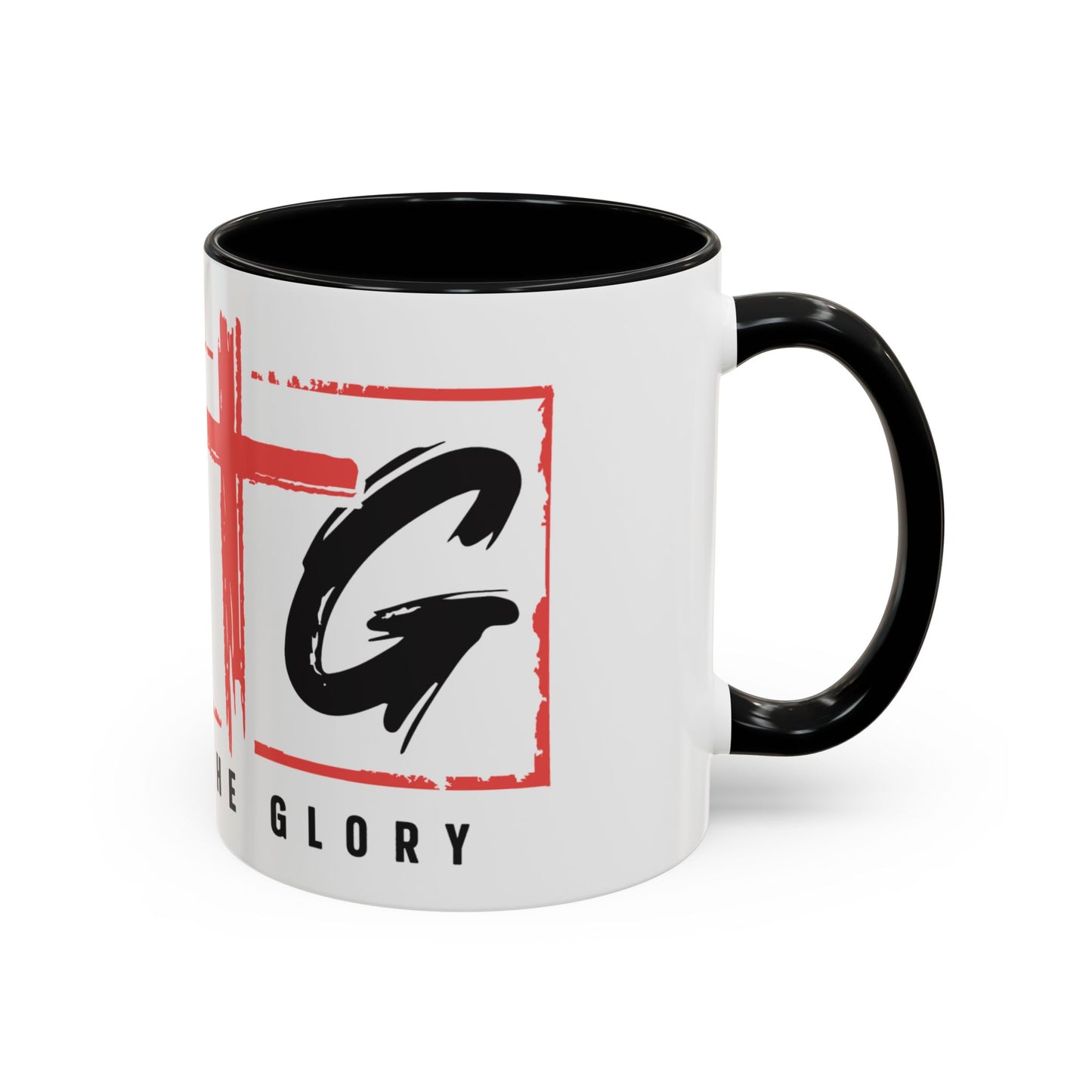 Faith-Inspired Accent Coffee Mug - 11/15oz with 'Give God the Glory' Design