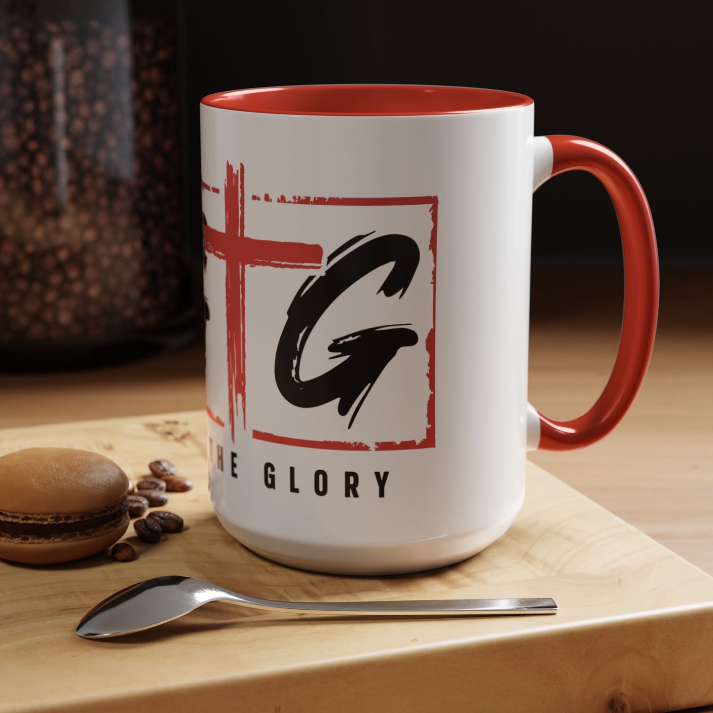 Faith-Inspired Accent Coffee Mug - 11/15oz with 'Give God the Glory' Design